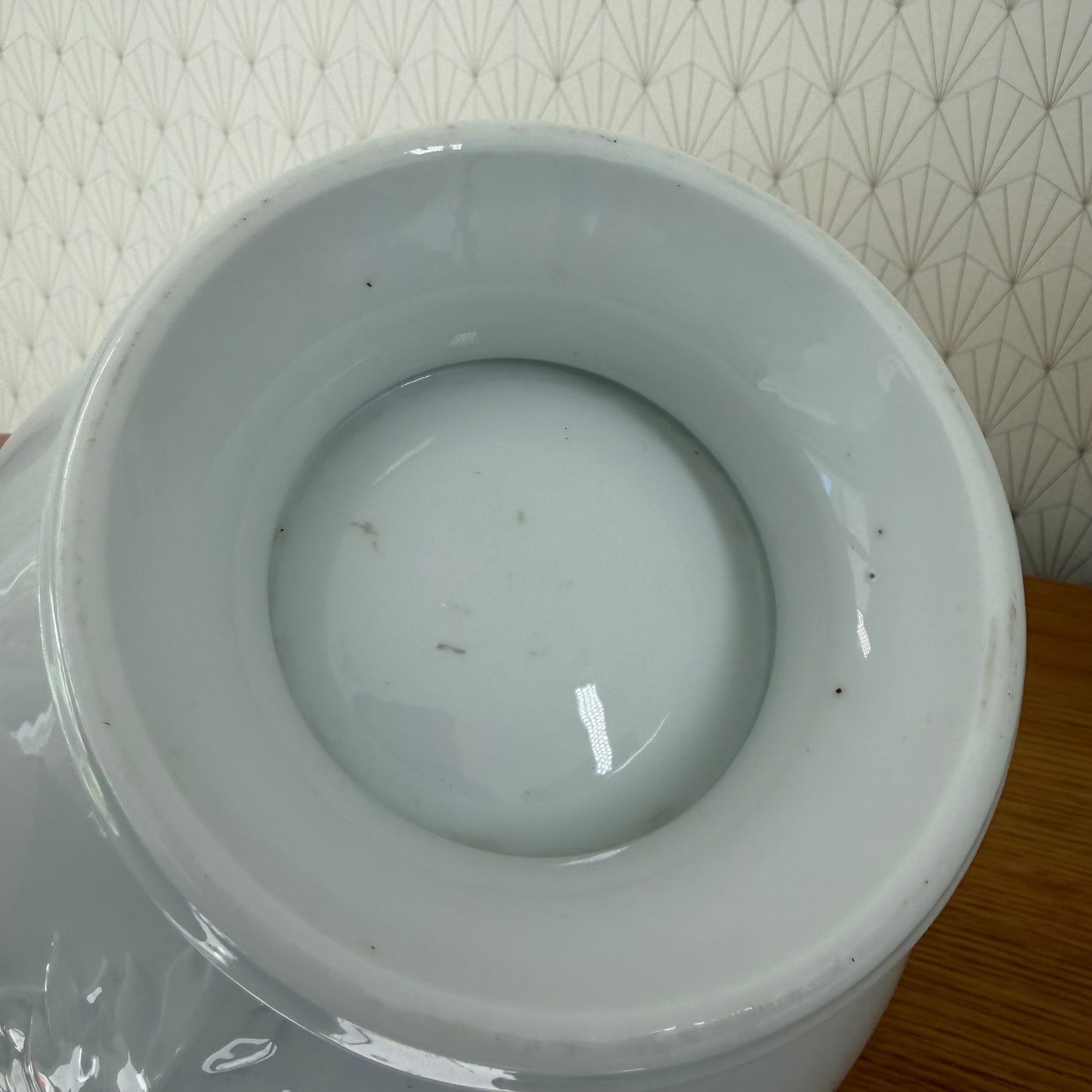 French Tureen Earthware White Fruits Bowl Terre De Fer 0111254