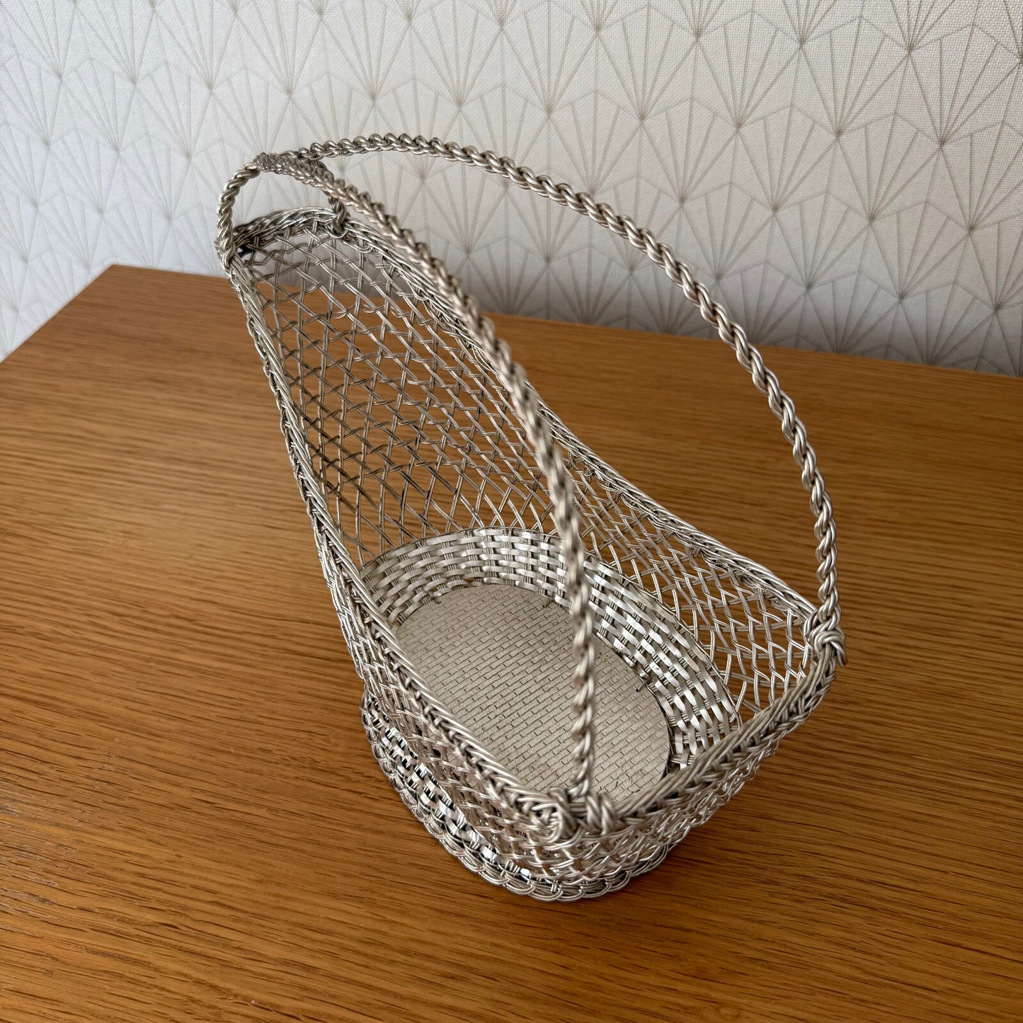 vintage french wine silver plated basket bottle holder 12062516 Handmade