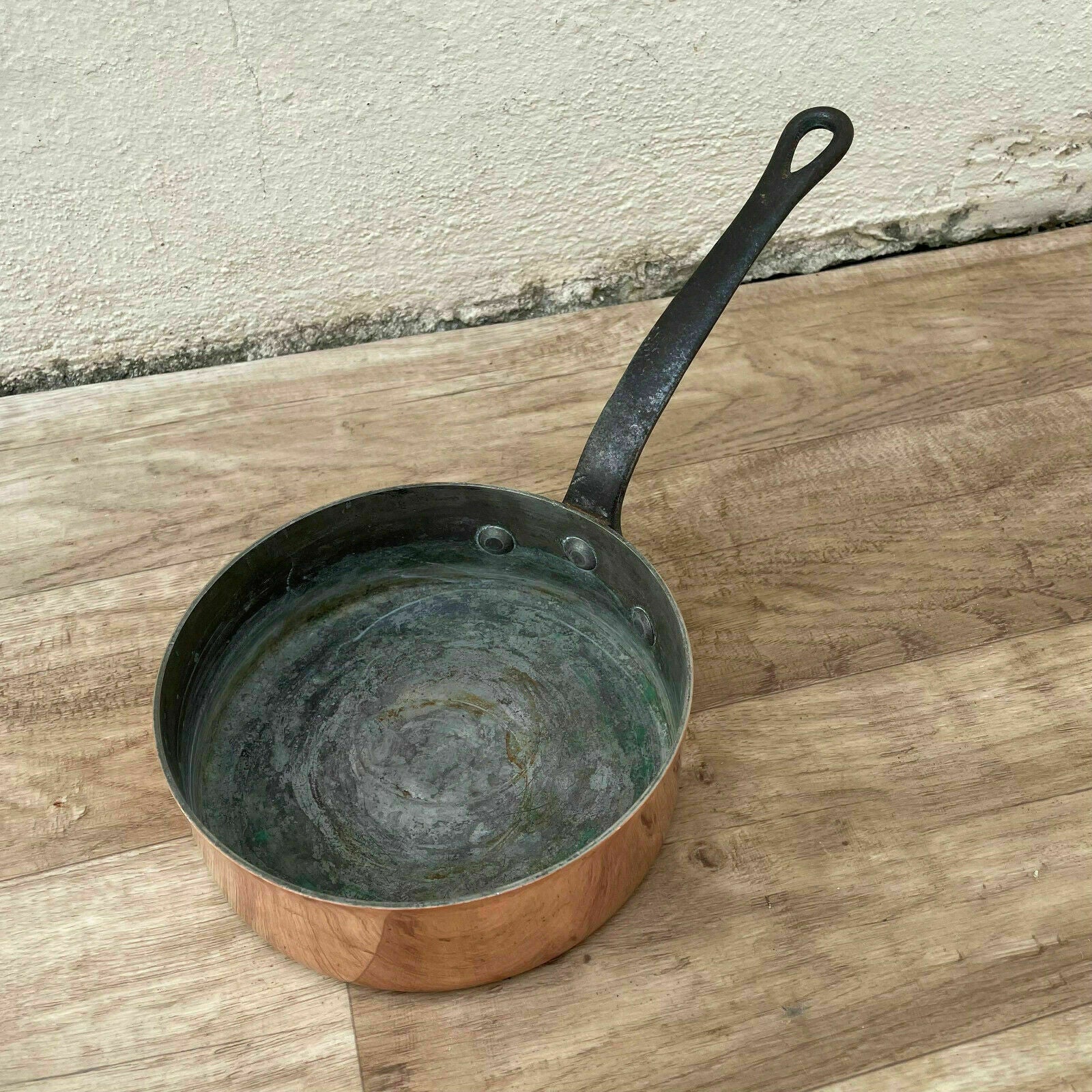 Vintage LITTLE VILLEDIEU FRENCH Copper frying saute PAN TIN LINING 2mm 21102112 - Fleamarketfrance