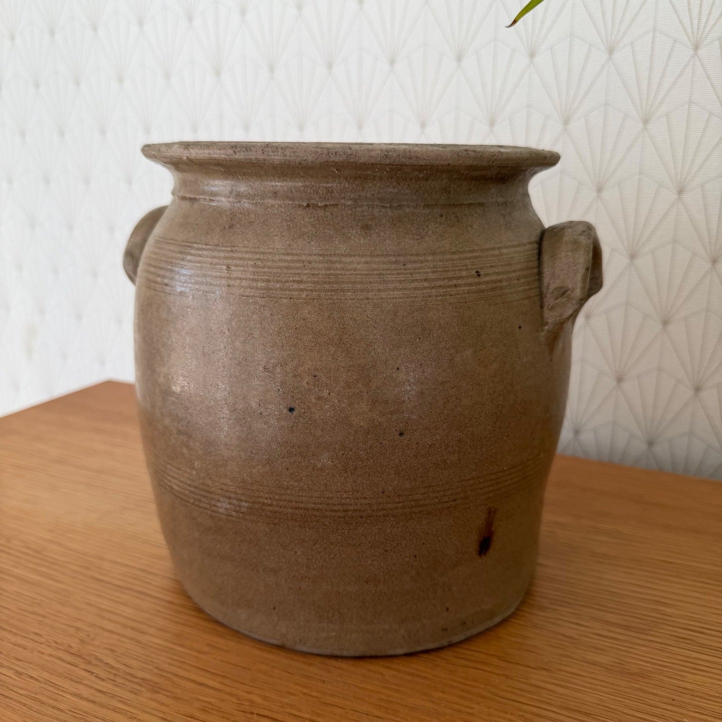 Handmade Glazed Brown Vintage French Confit Grease Pot Stoneware 13022611 Unmarked