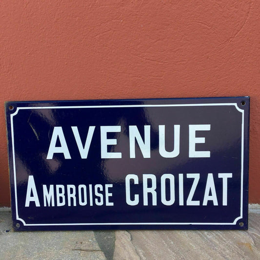 Vintage French Street Sign Avenue Ambroise Croizat Enamel Plaque croizat 3 Fleamarketfrance