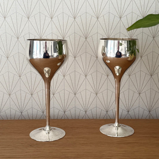 Vintage french silverplate champagne glasses 1305261 Unbranded