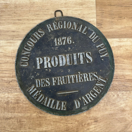 FRENCH VINTAGE AGRICULTURE PLAQUE TROPHY AWARD ANIMALS PRIZE SIGN 1876 0309243 - Fleamarketfrance