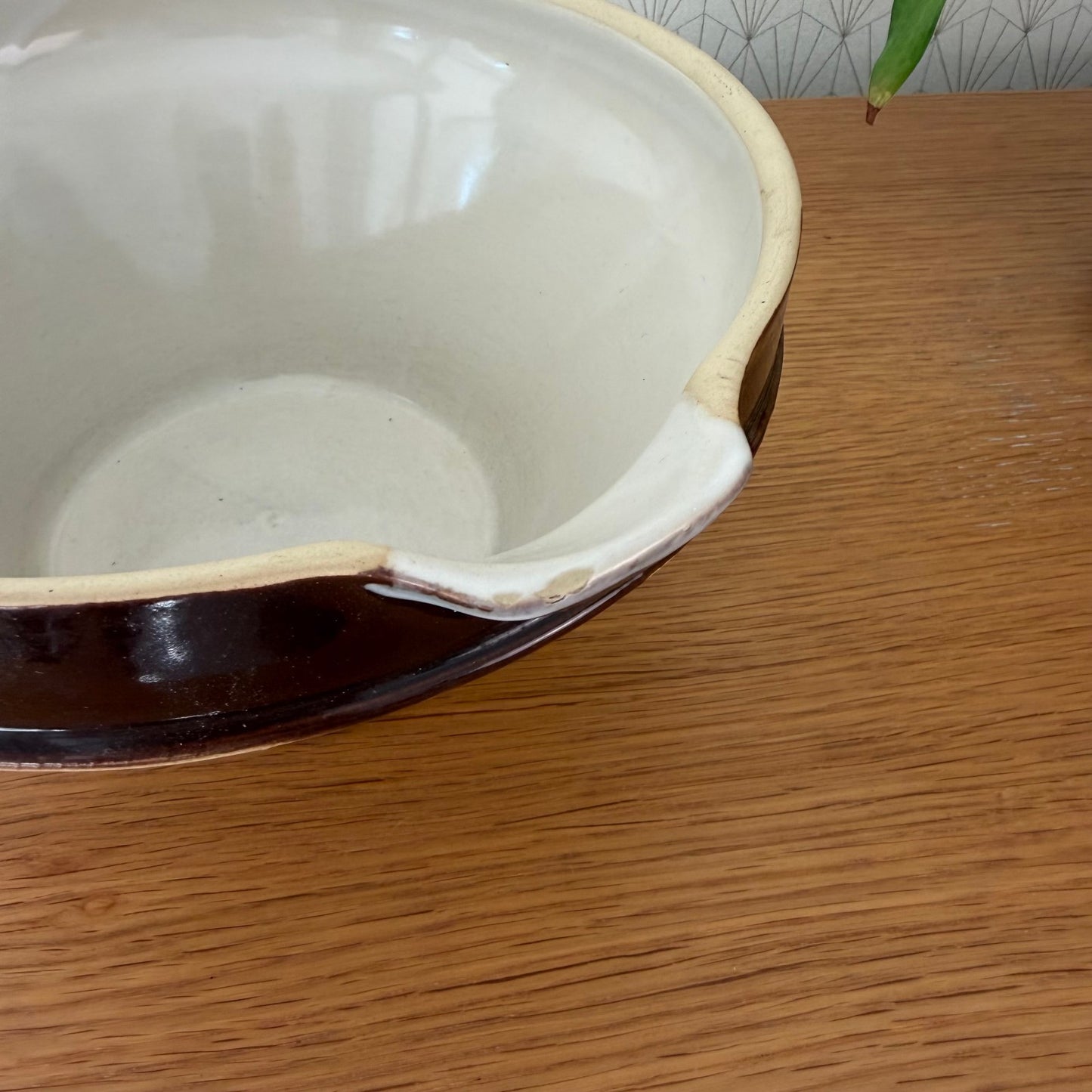 VINTAGE FRENCH STONEWARE SALAD MIXING BOWL TERRINE TIAN DIGOIN 9 1/2" 2210258