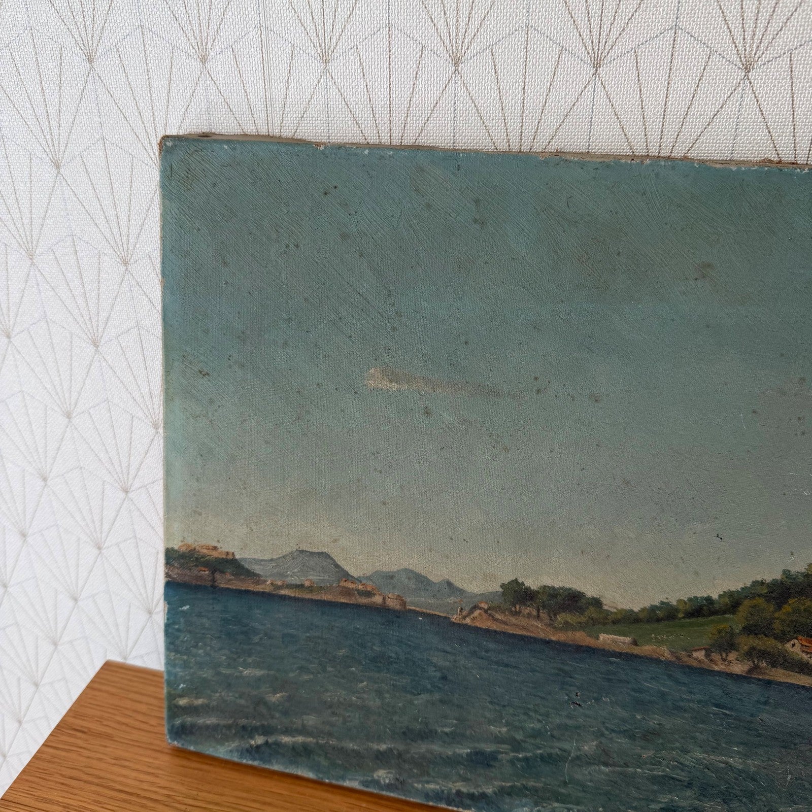 Antique French Seascape Oil Painting Canvas Coastal View Signed 1889 2604263 Fleamarketfrance
