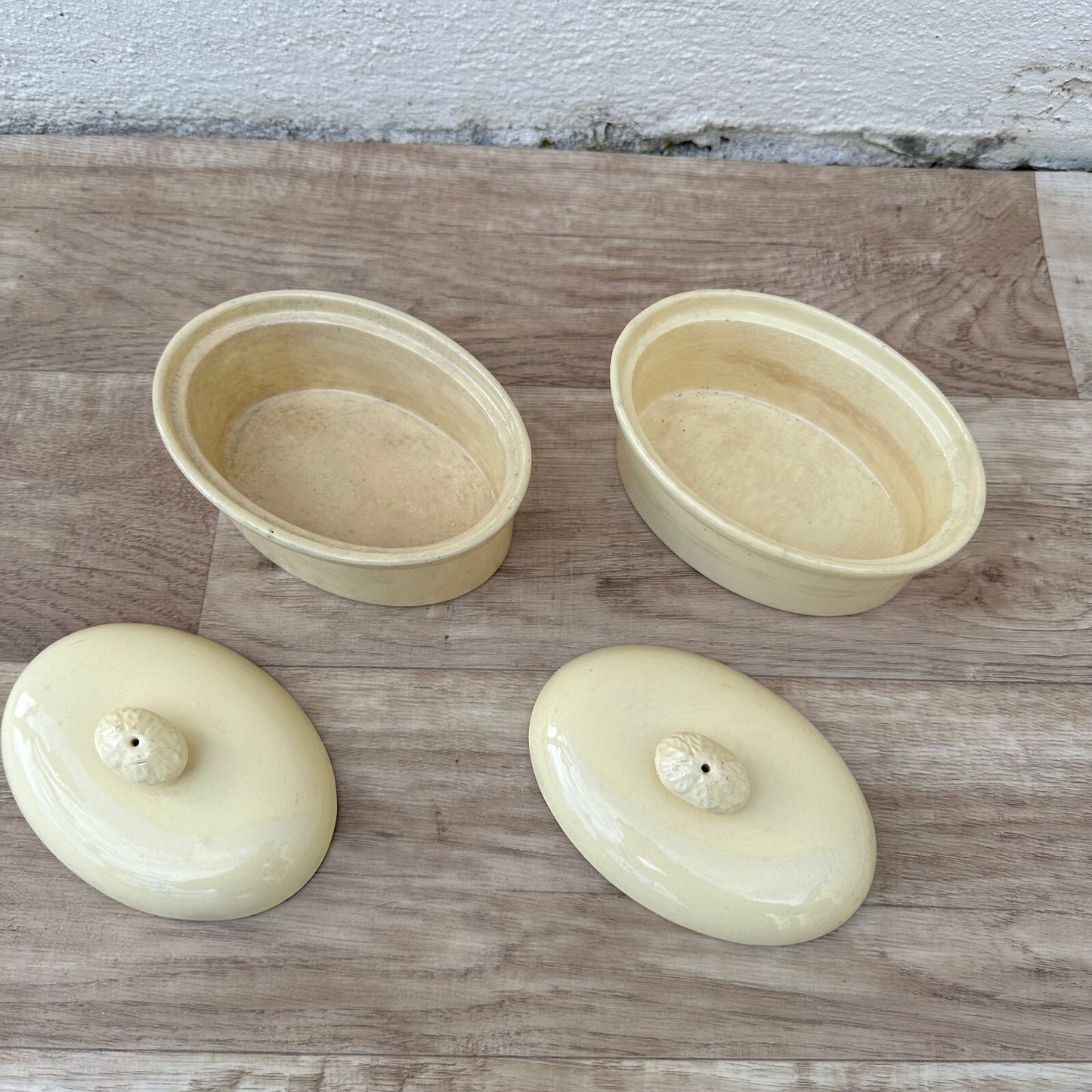 French Sarreguemines Terrine Mini Casserole Dishes Vintage Set 13022312 Unmarked