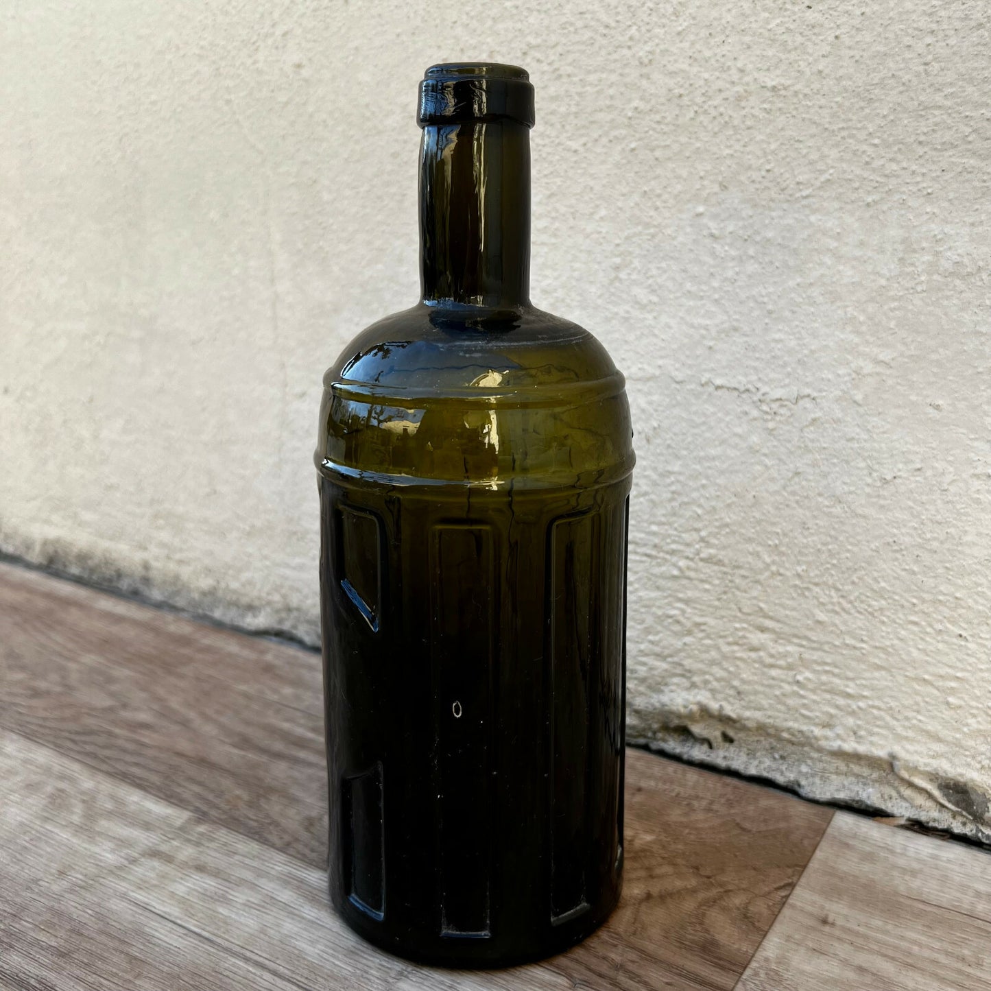 Antique French Glass Bottle Green Paneled Victorian Wine Pastis c1880 10022215 Fleamarketfrance