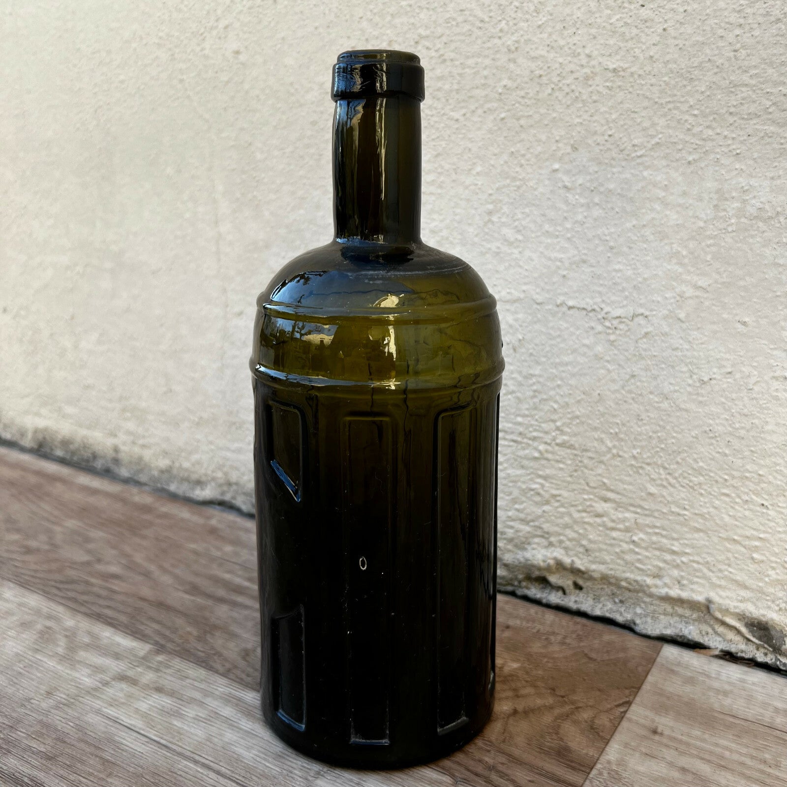Antique French Glass Bottle Green Paneled Victorian Wine Pastis c1880 10022215 Fleamarketfrance