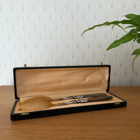 Antique French Horn Handles Salad Serving Set 2203268