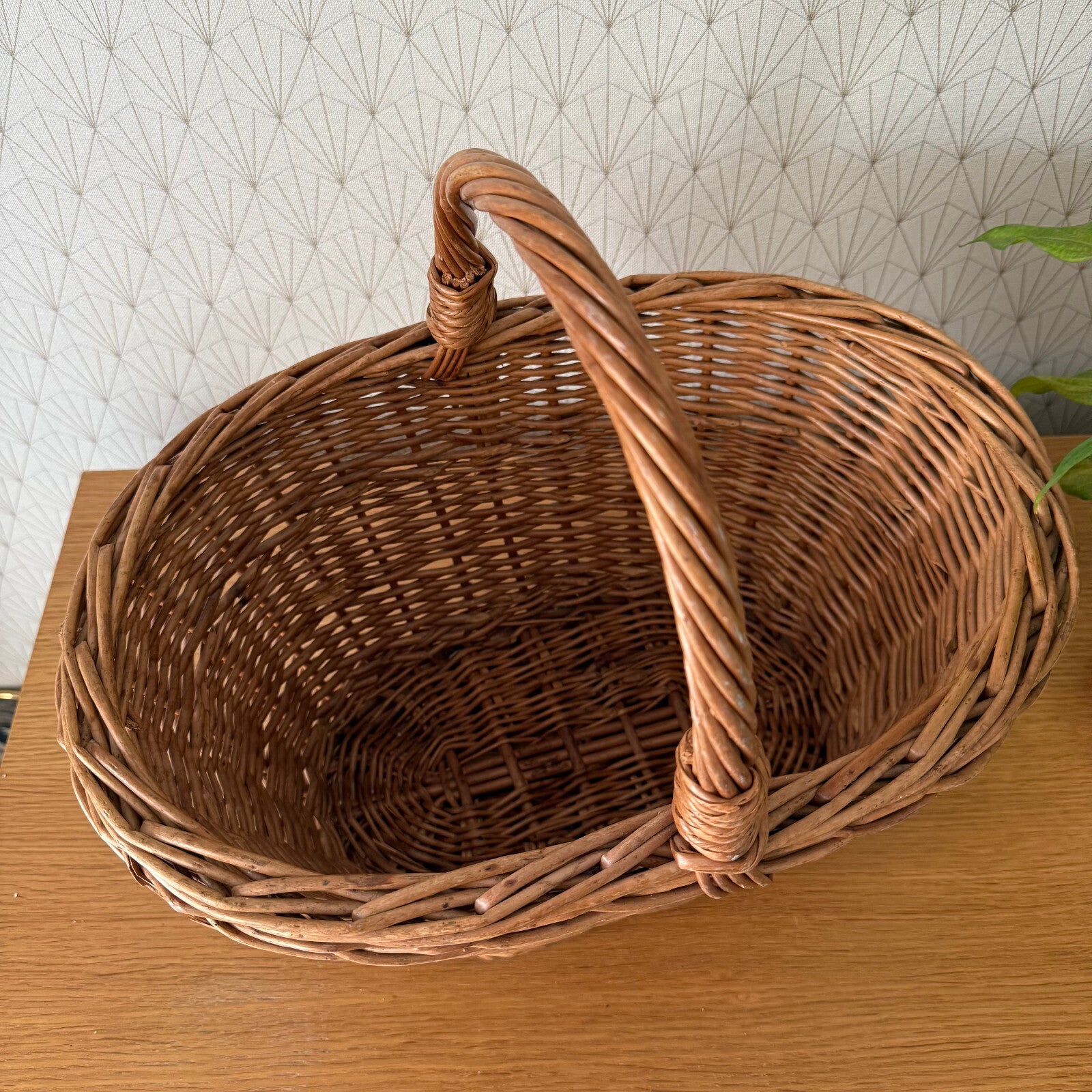 French Wicker Basket Market Shopping Vintage Rattan Handle Oval 1510251 Fleamarketfrance : French vintage and antique decor