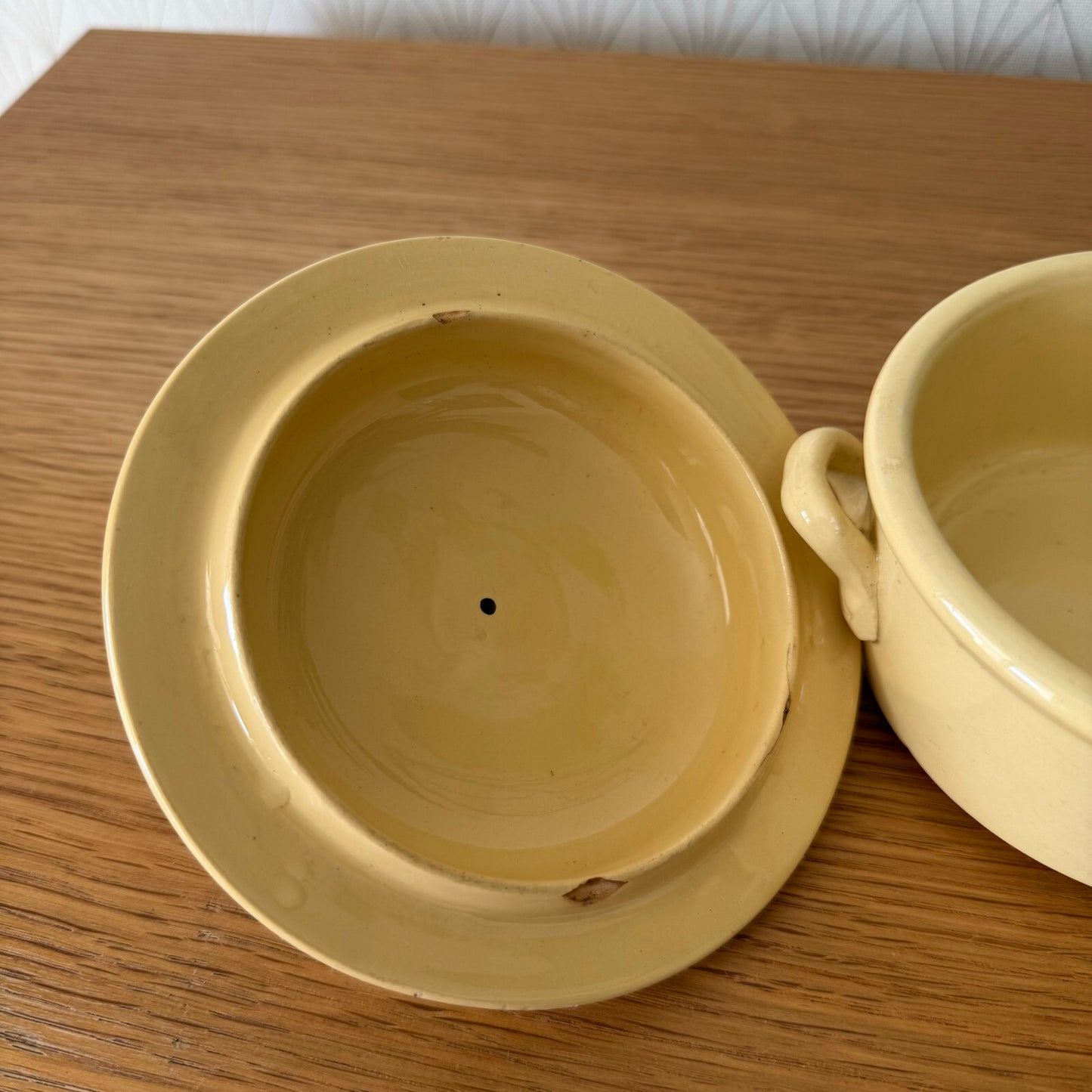 Vintage French Terrine Pot Yellow Ceramic Luneville Pottery 11012513 Luneville