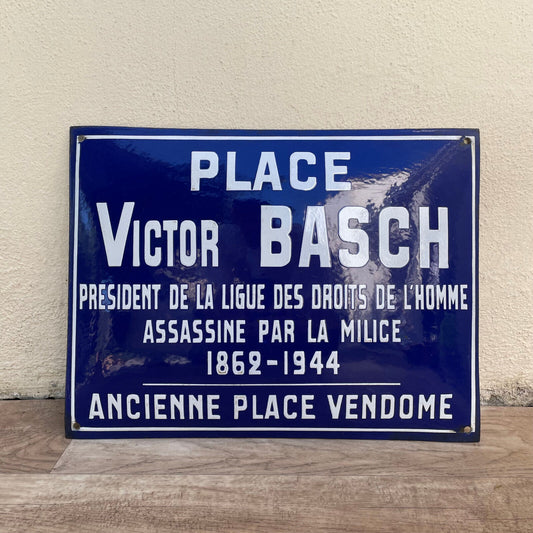 Old French Street Enameled Sign Plaque arched bombed - vintage BASCH 1501251 - Fleamarketfrance