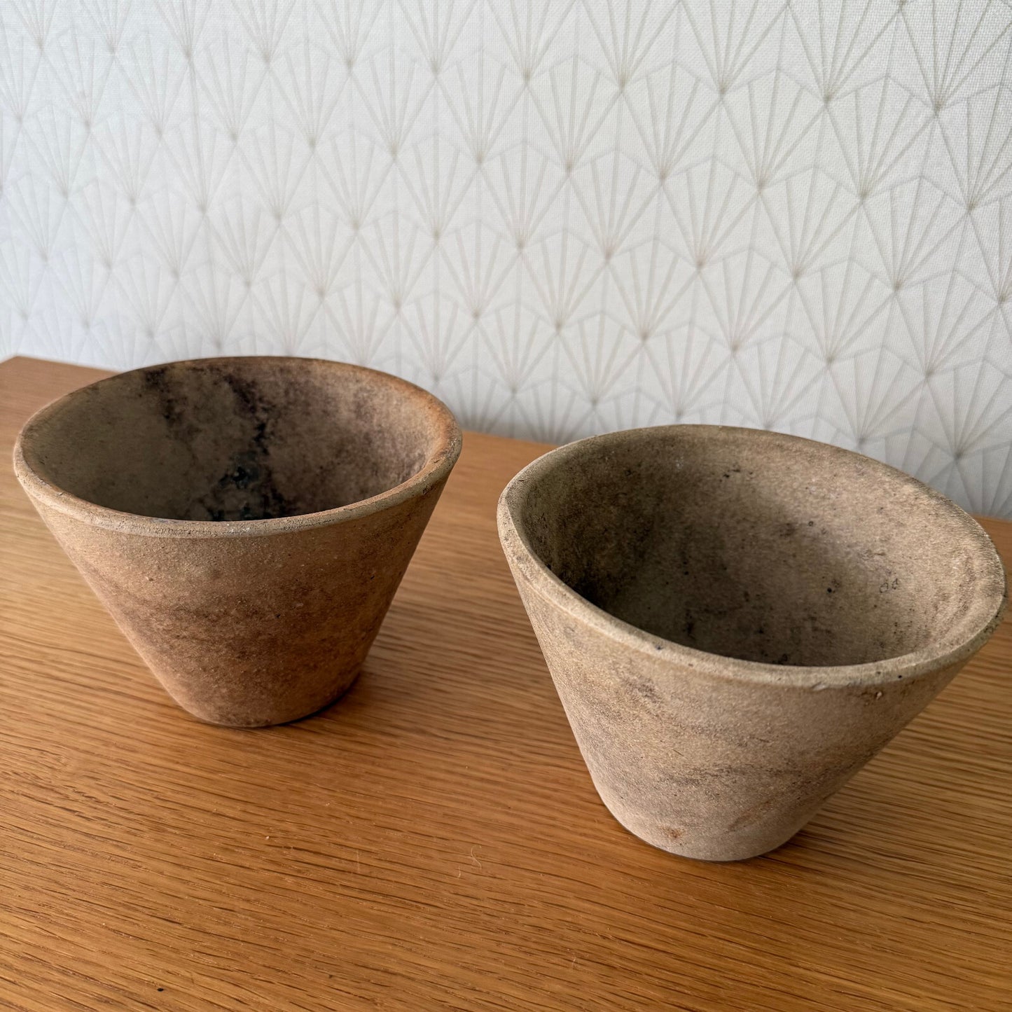Vintage French Lot of 2 Terracotta Stoneware Pots Planter 2304252 Fleamarketfrance
