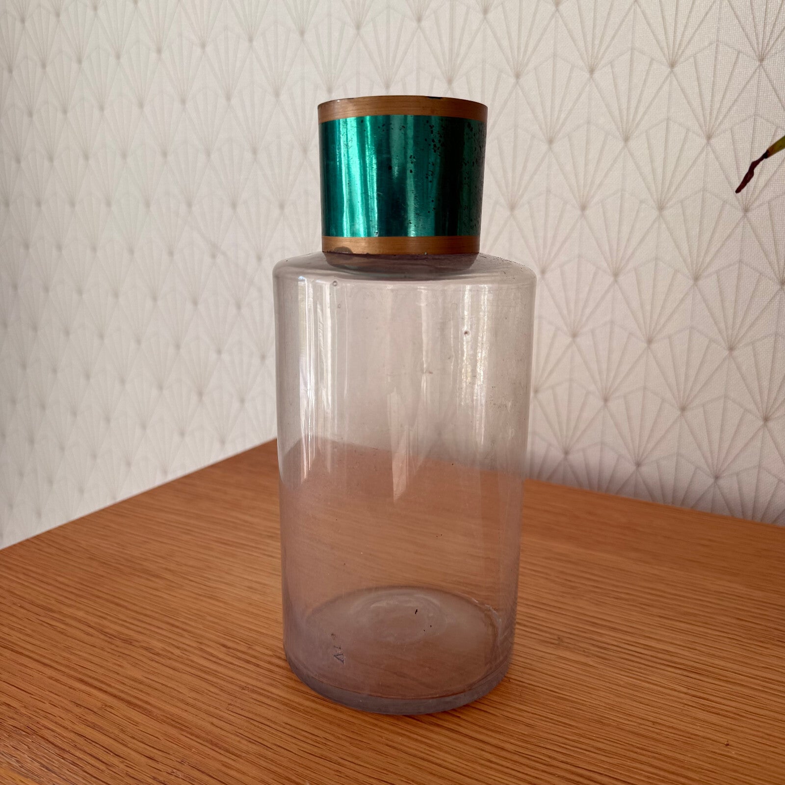 French Apothecary Jar Clear Glass Green Cap Pharmacy Storage Antique 2001251 Fleamarketfrance