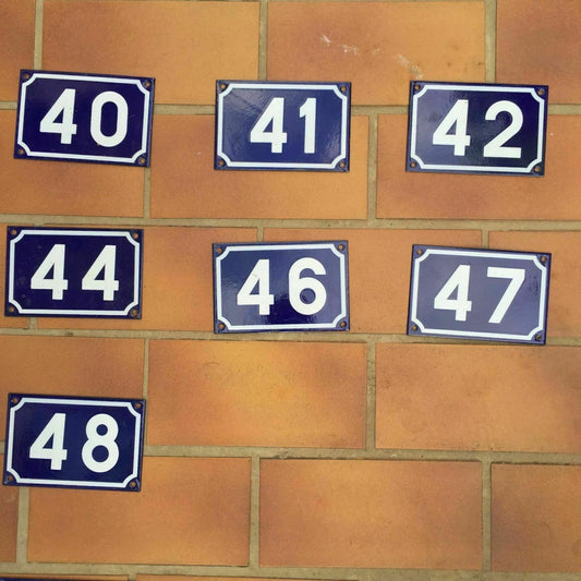 French Enamel House Numbers Blue White Vintage Street Signs 40 41 42 47 Unbranded