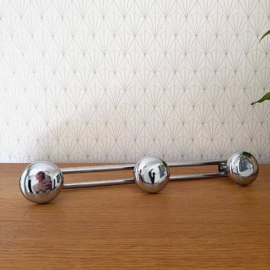 Vintage French Metal 3 Hook Coat Rack/Wall-Mounted Entryway Storage 0810258