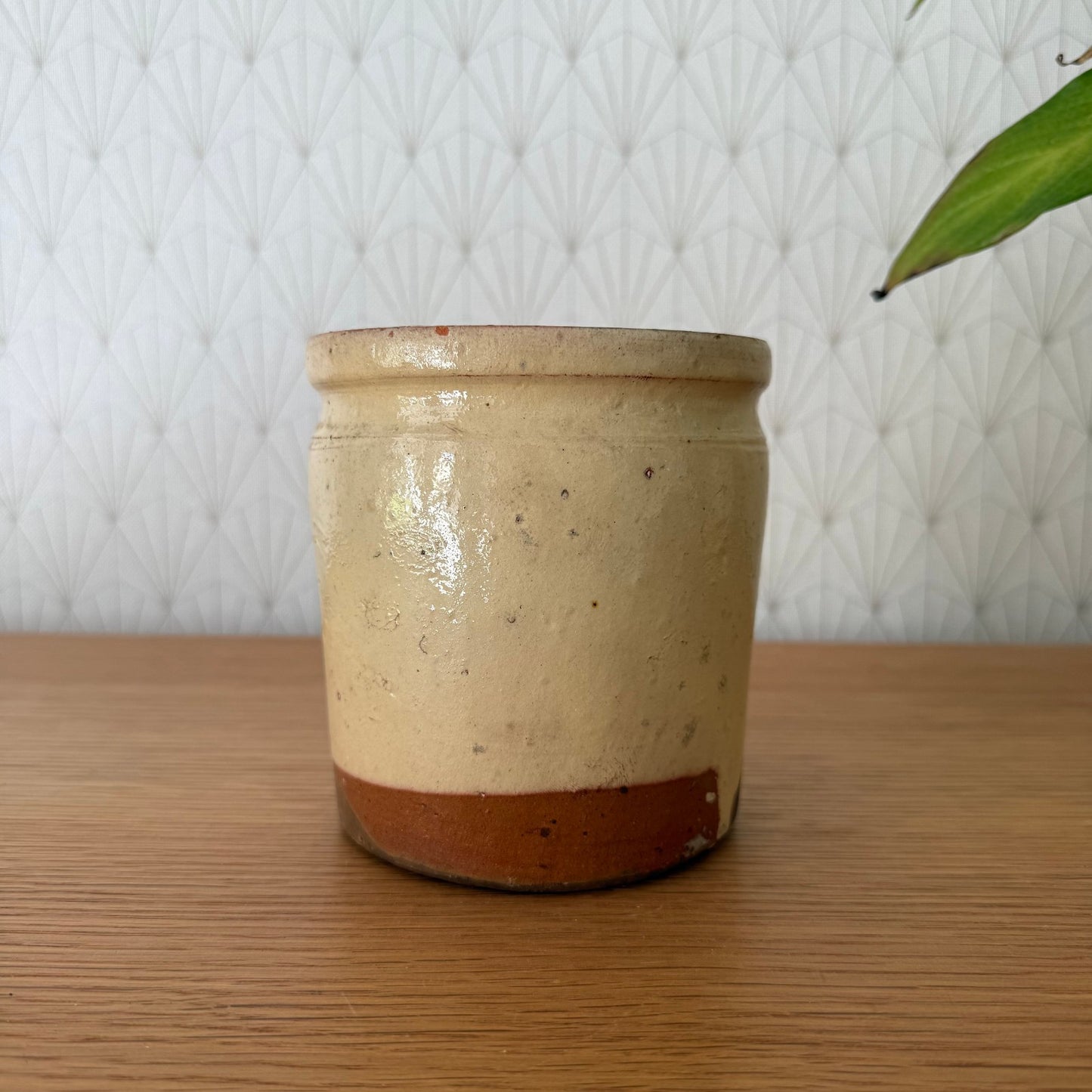 HANDMADE GLAZED YELLOW ANTIQUE FRENCH CONFIT JAM POT SMALL TERRACOTTA 0809253