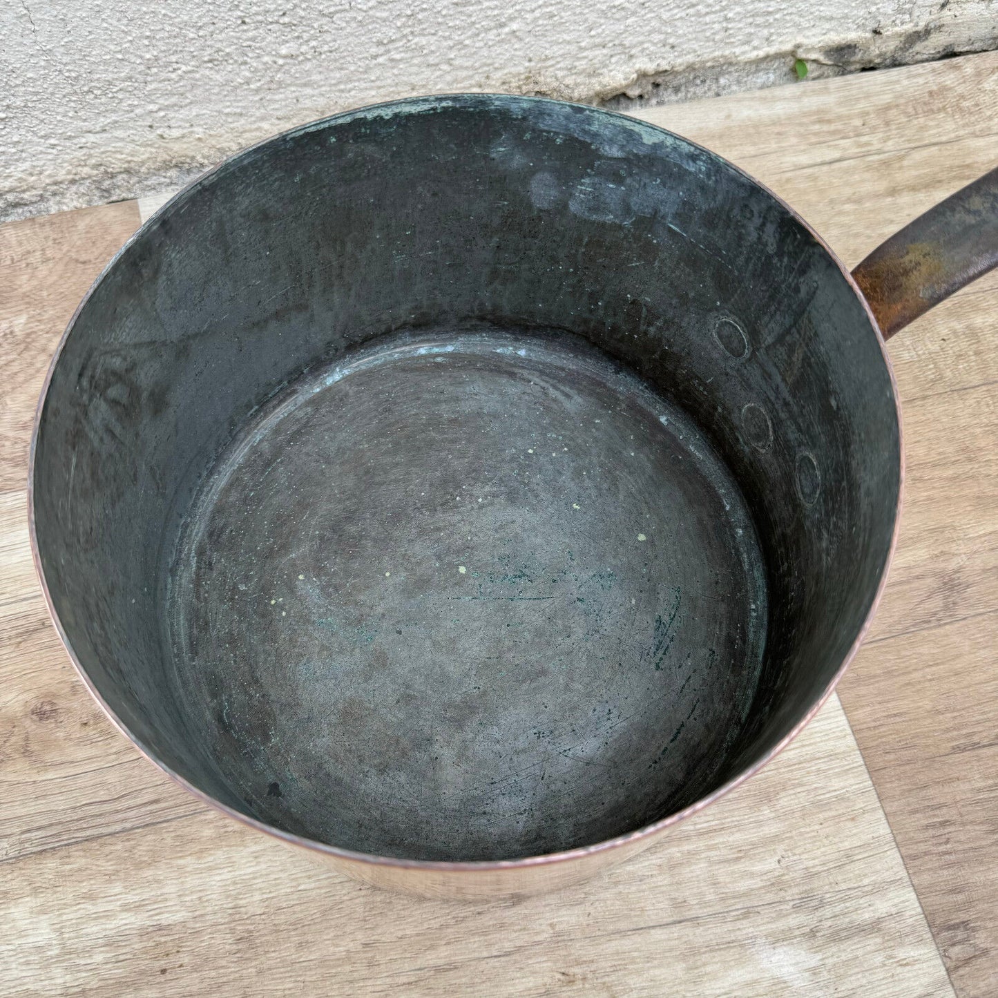 OLD copper pan French tin lining MAGASINS DU LOUVRE PARIS 19092415 - Fleamarketfrance