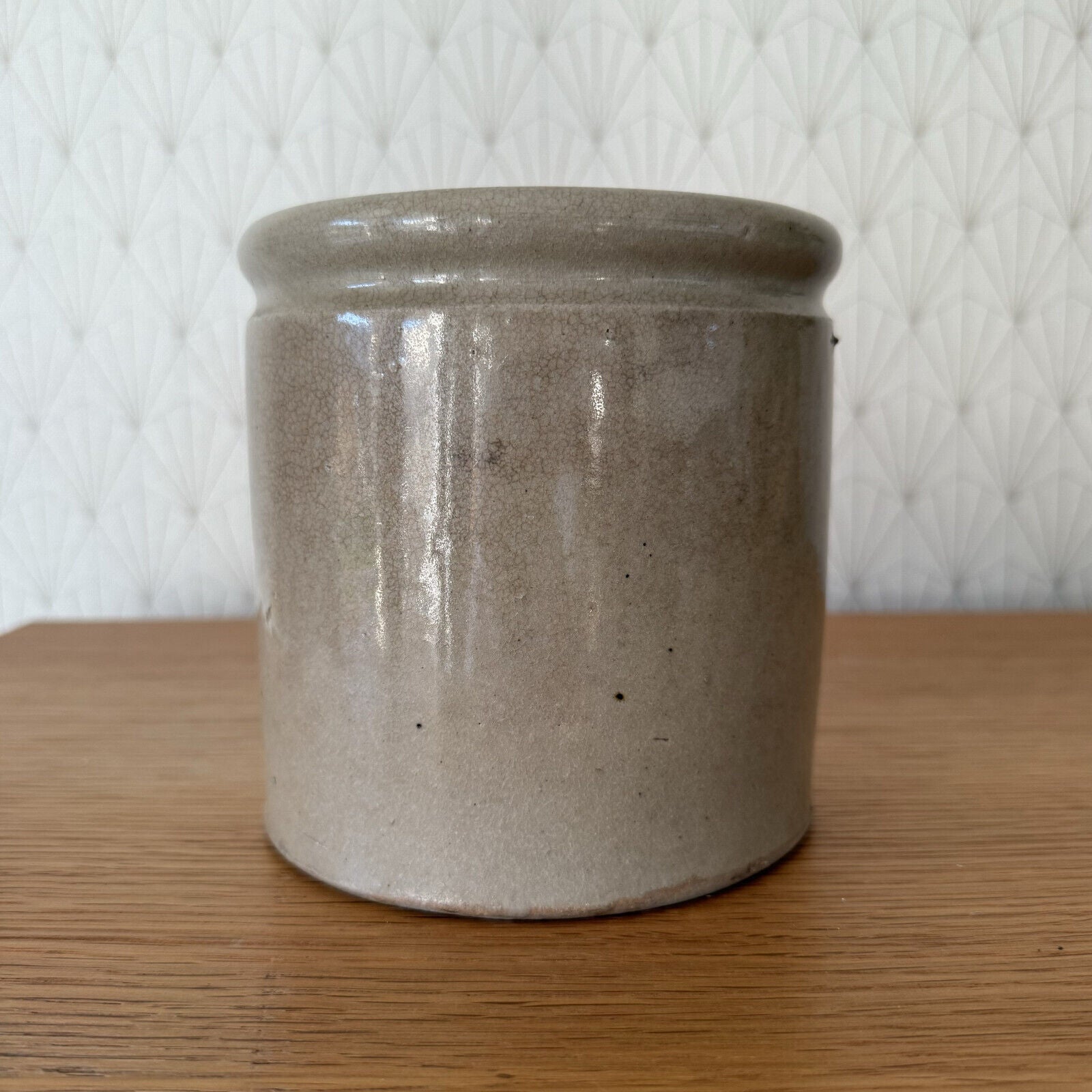 HANDMADE GLAZED GREY ANTIQUE FRENCH CONFIT POT STONEWARE CONFIT GREASE 09112411 - Fleamarketfrance