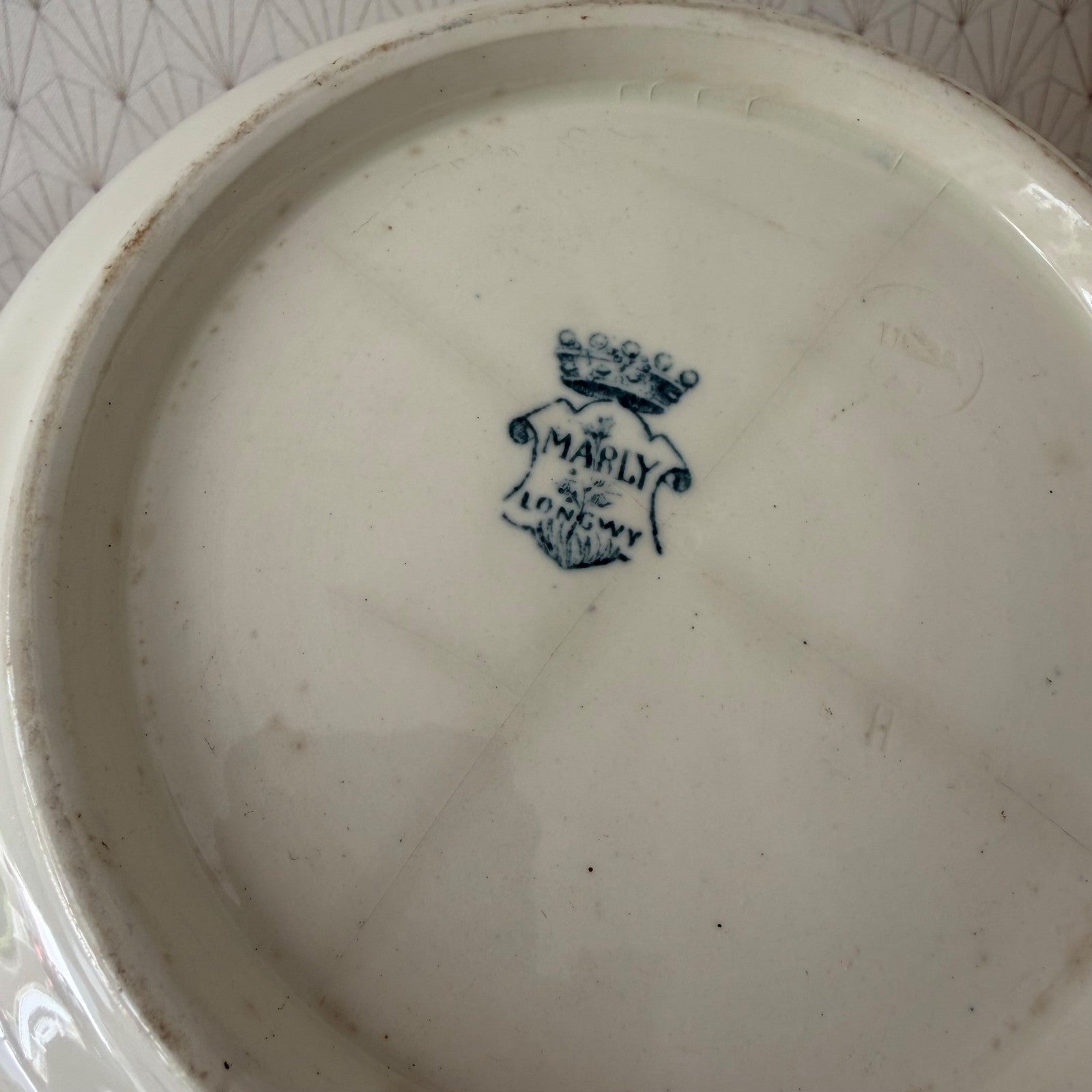 French Antique White Earthenware Tureen Longwy Terre de Fer 2805265 Fleamarketfrance