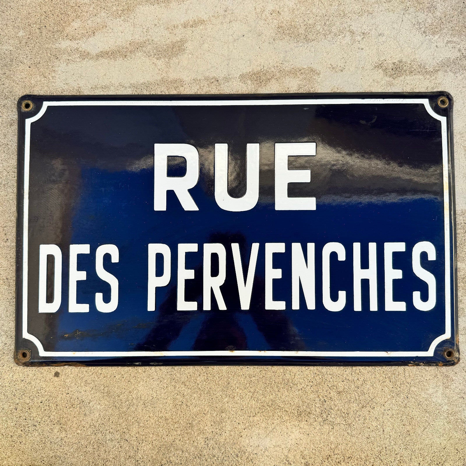 Old French Street Enameled Sign Plaque - vintage PERVENCHES 13042425 - Fleamarketfrance