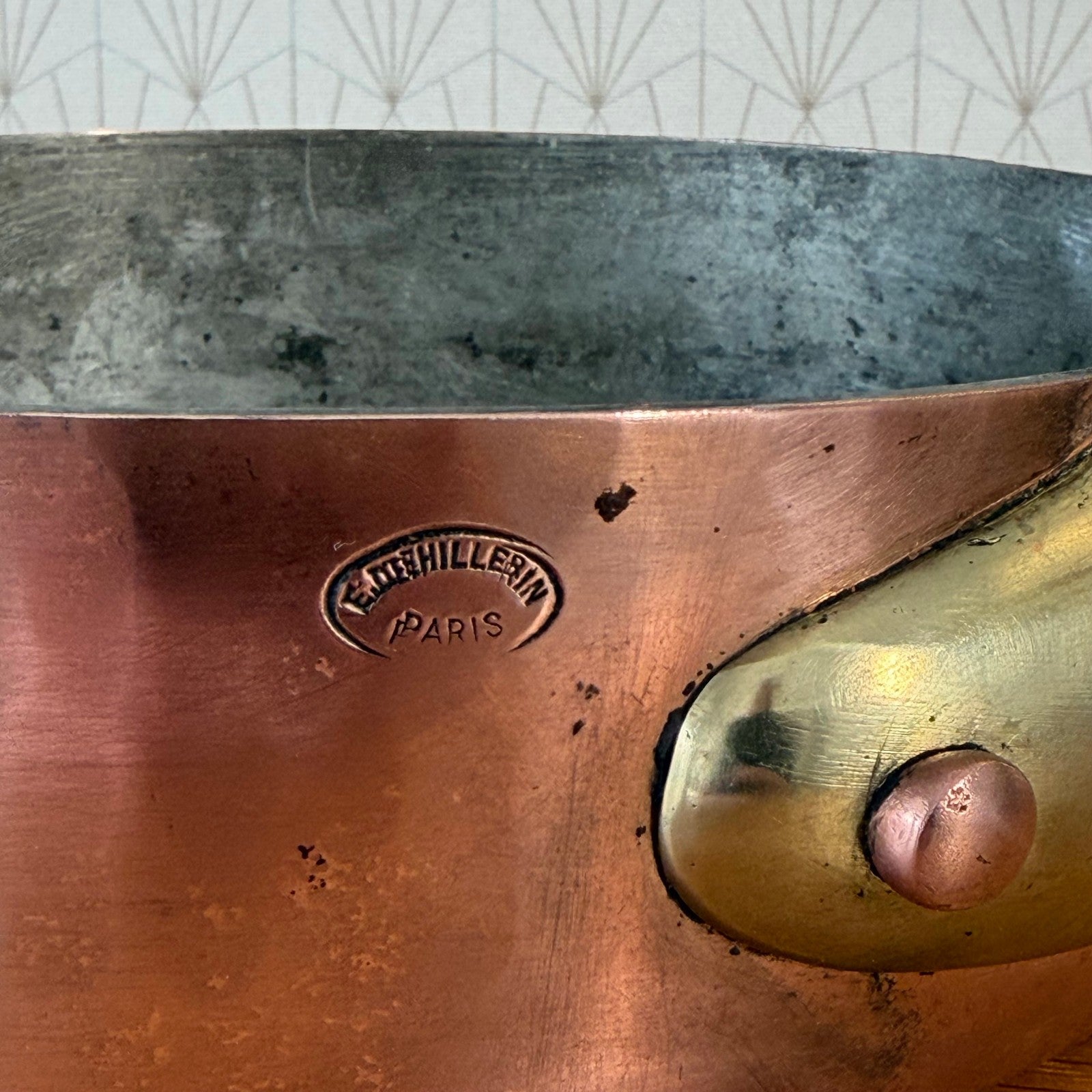 French Copper Sauteuse Pan Dehillerin Tin Lining Vintage Hammered 0505267 Unbranded