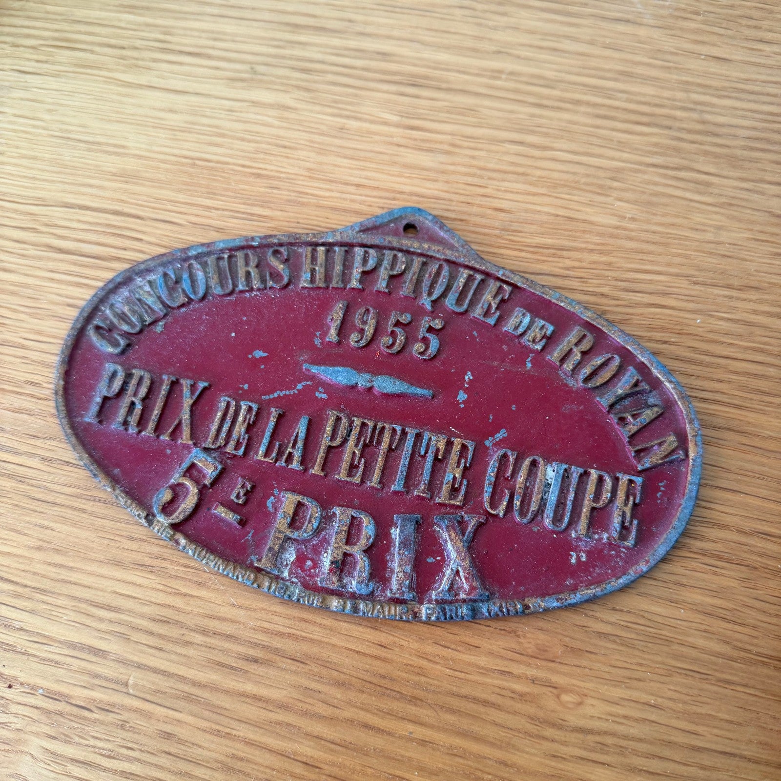 French Vintage Horse Trophy Agriculture Award Plaque 1955 Prize 0802269 Fleamarketfrance