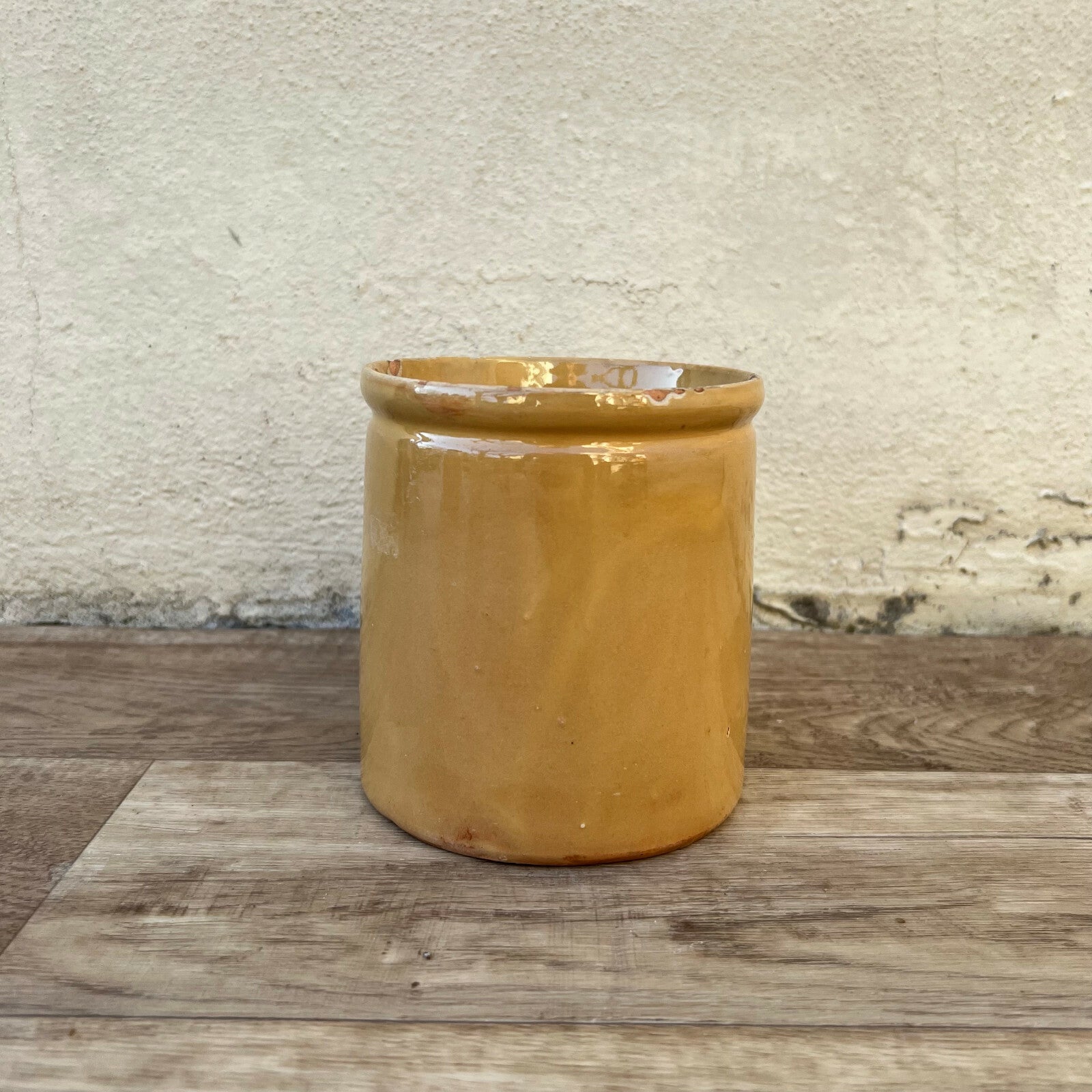 French Confit Pot Antique Yellow Glazed Pottery Terracotta Small 2502228 Unmarked