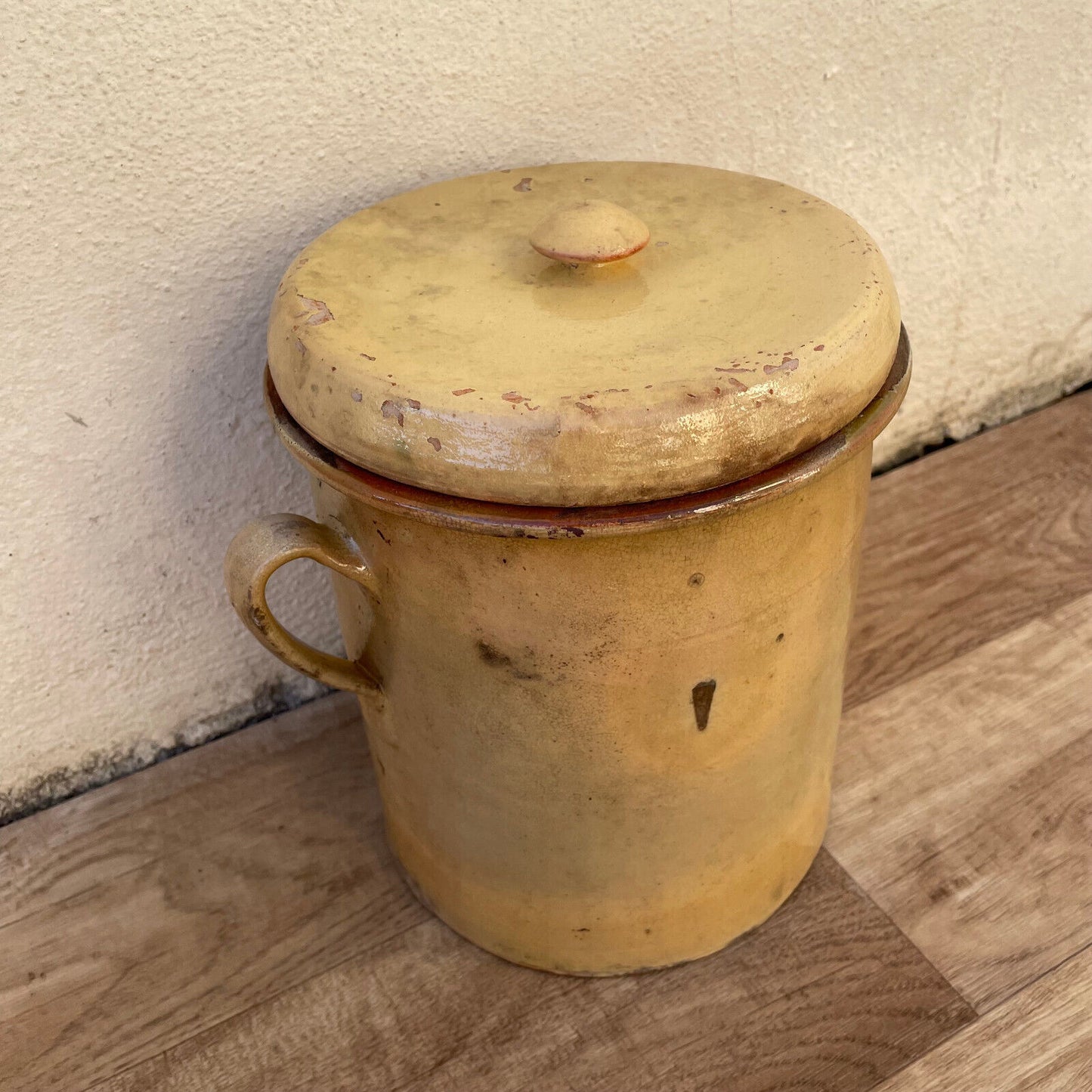 Antique French Italian 19th Century Sardine Jar Pot 9" High 1302231 - Fleamarketfrance