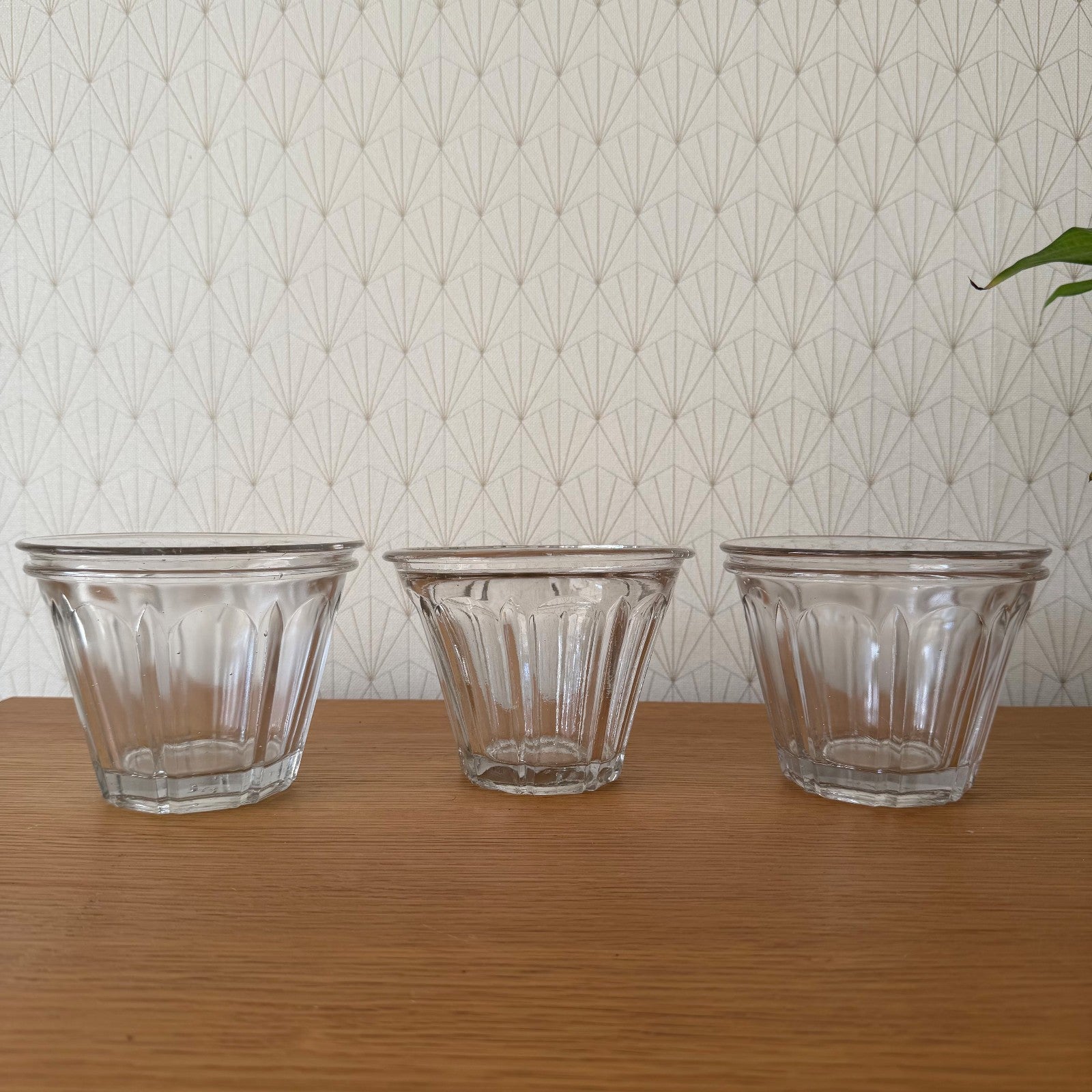 3 Large Vintage French Glass Jam Jelly Jar Pot Faceted Preserving Glass 1812253 Fleamarketfrance : French vintage and antique decor
