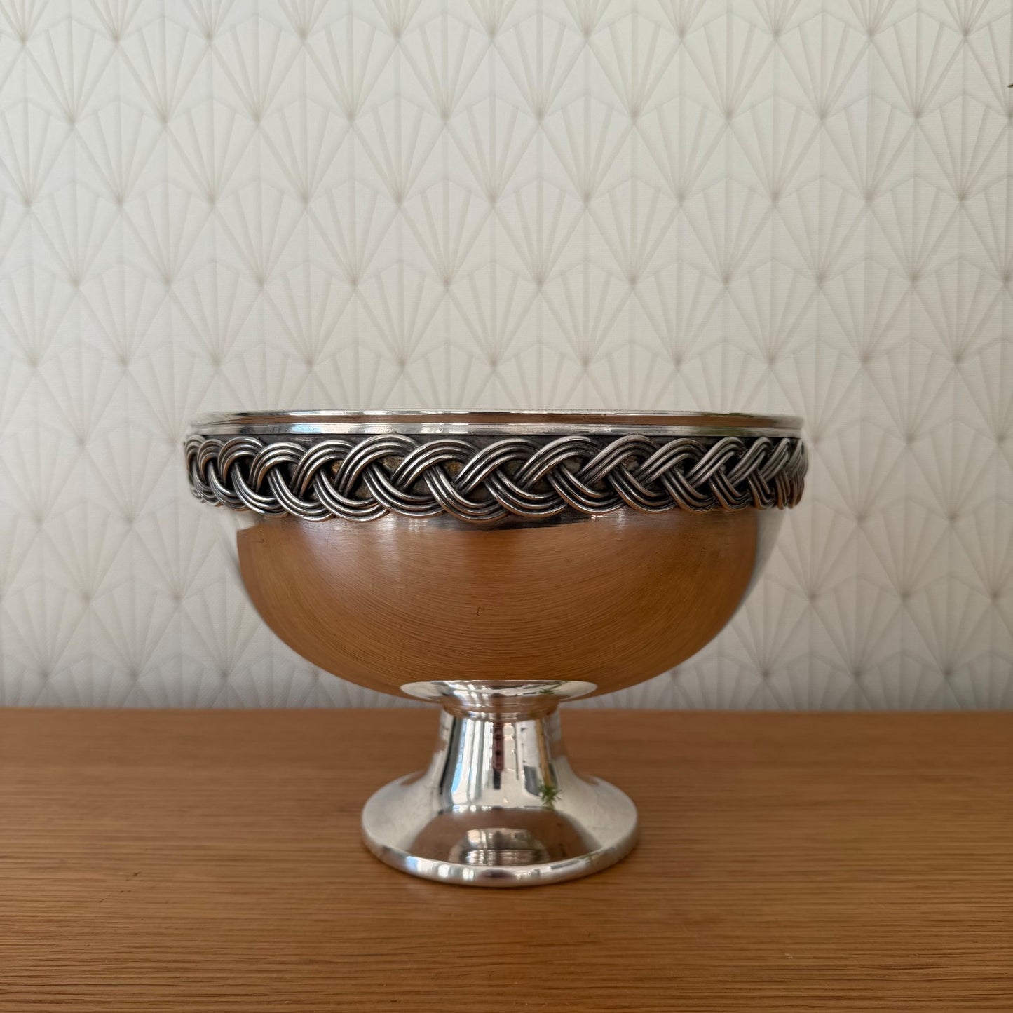 French Silverplate Compote Bowl Rope Border Pedestal Serving Dish 0202264 Fleamarketfrance