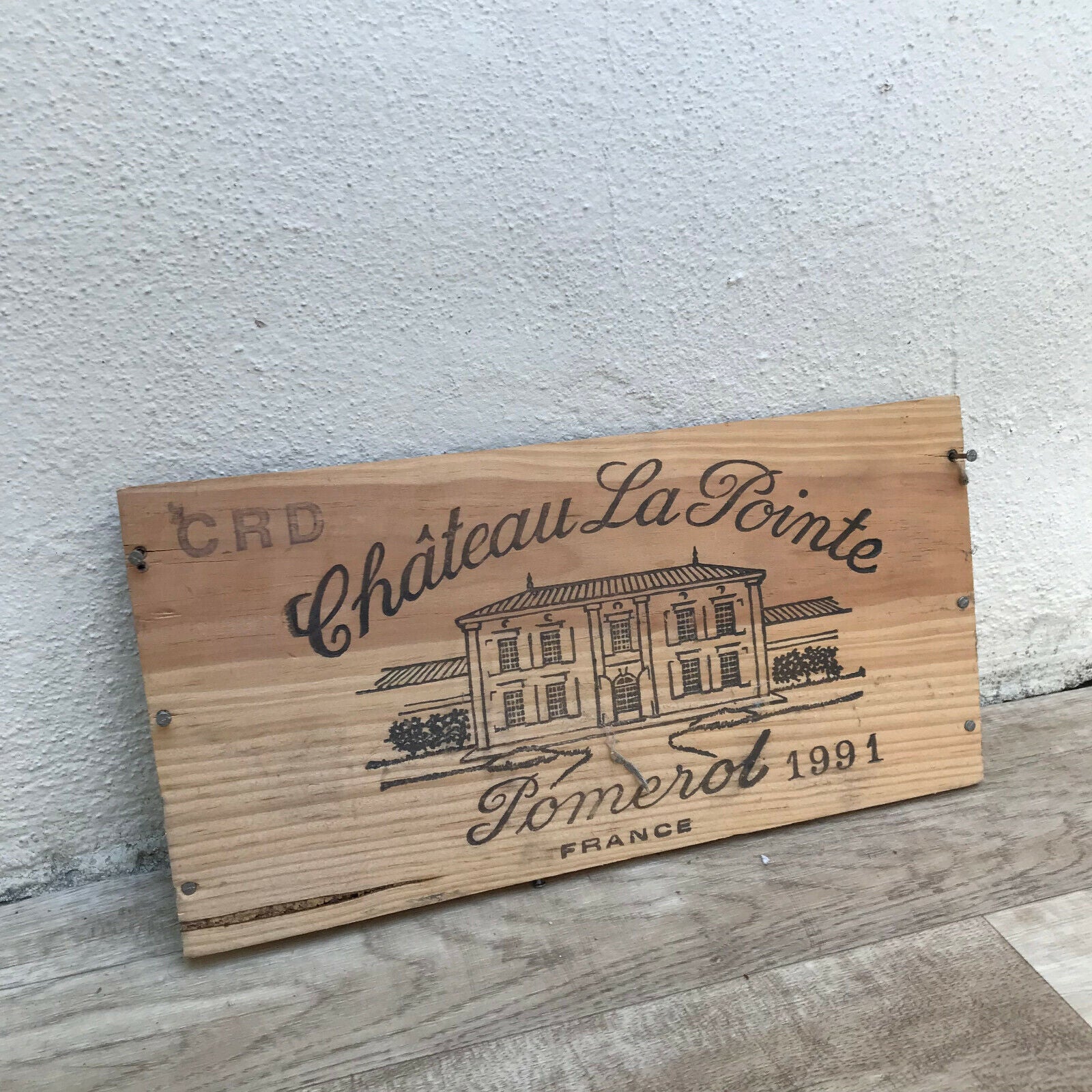 Wine Wood Crate Box Panel Vintage French wall sign LA POINTE POMEROL 08032216 - Fleamarketfrance