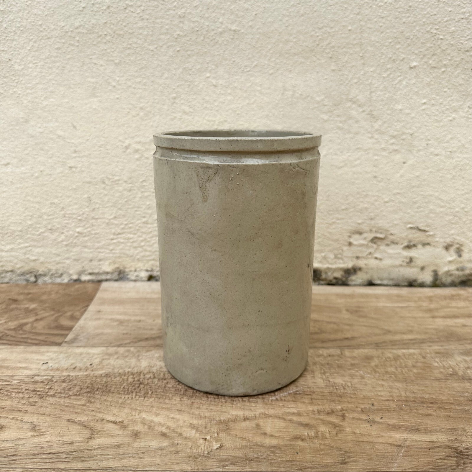 French Confit Pot Antique Stoneware Kitchen Jar 6.25" Sage Green 11052310 Unmarked