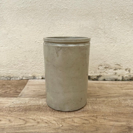 French Confit Pot Antique Stoneware Kitchen Jar 6.25" Sage Green 11052310 Unmarked