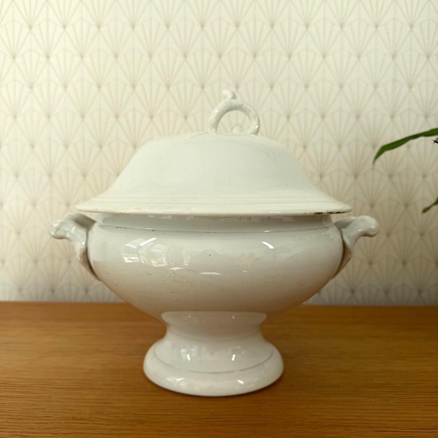 French Tureen Earthenware White Fruits Bowl Terre De Fer St Amand 0111253