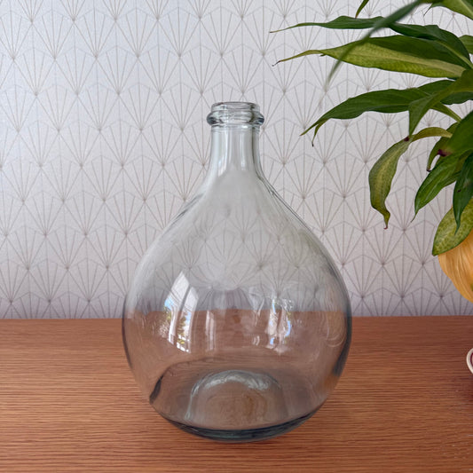 Old French clear glass Dame Jeanne Demi John Bottle bonbonne 1907259