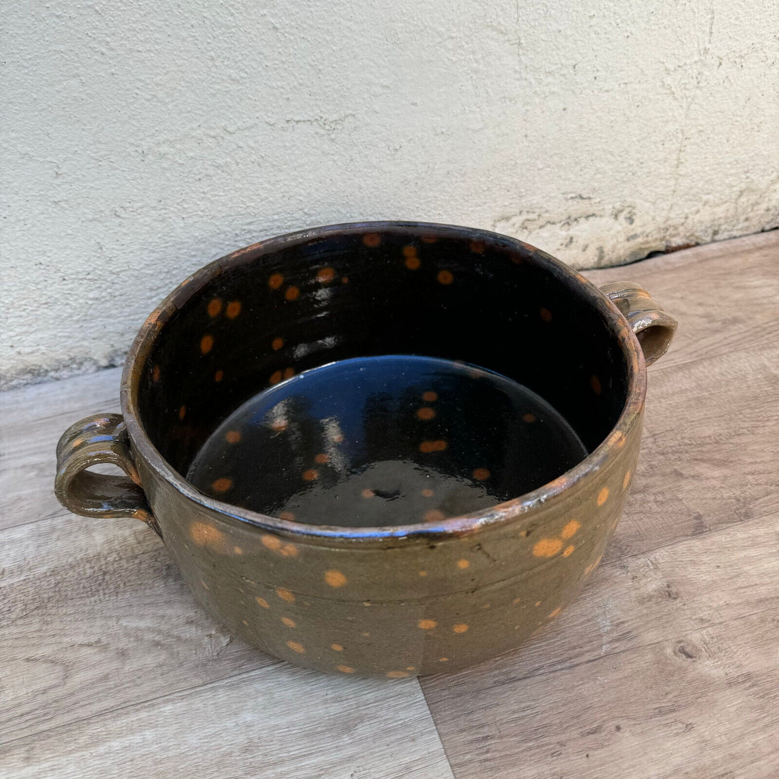 French stock pot antique glazed pottery Cookware fruits bowl 0807248 - Fleamarketfrance