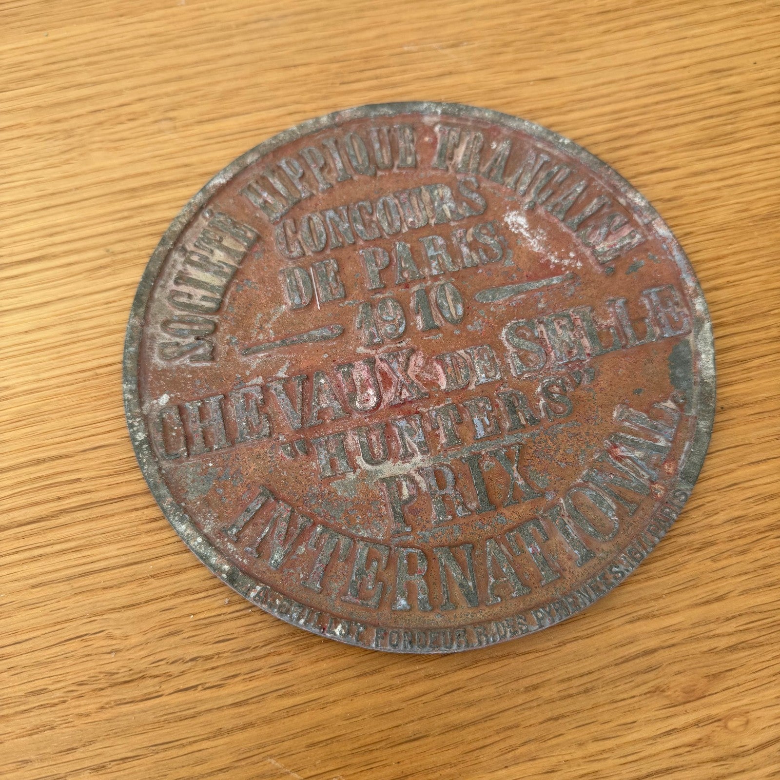French Vintage Horse Prize Medal 1910 Paris Agriculture Trophy Award 0312252 Fleamarketfrance : French vintage and antique decor
