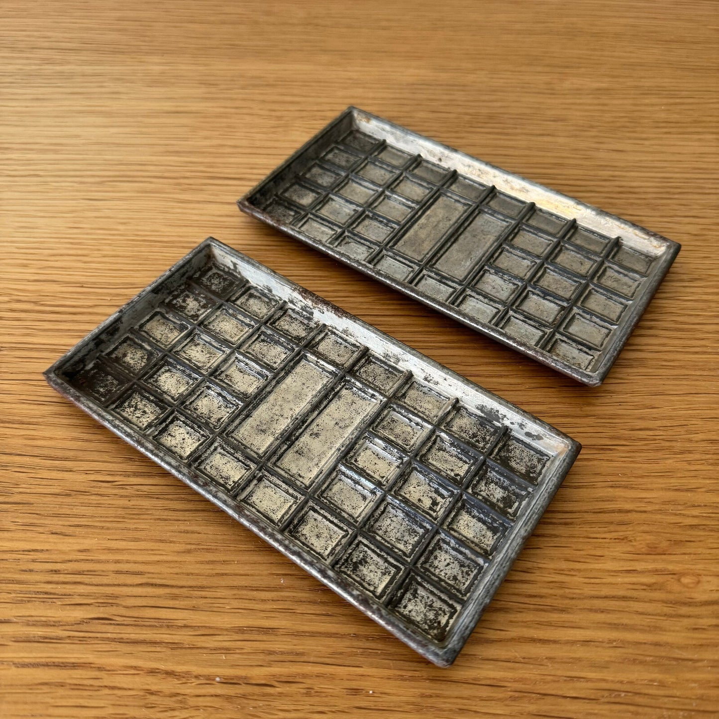 French Chocolate Molds Vintage Metal Bar Tablet Moulds Set of 2 1404248 Unbranded