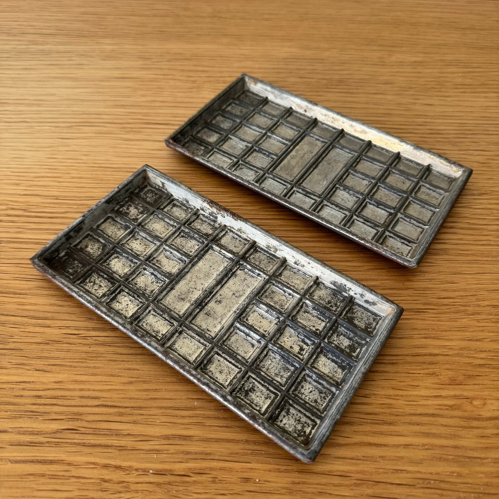 French Chocolate Molds Vintage Metal Bar Tablet Moulds Set of 2 1404248 Unbranded