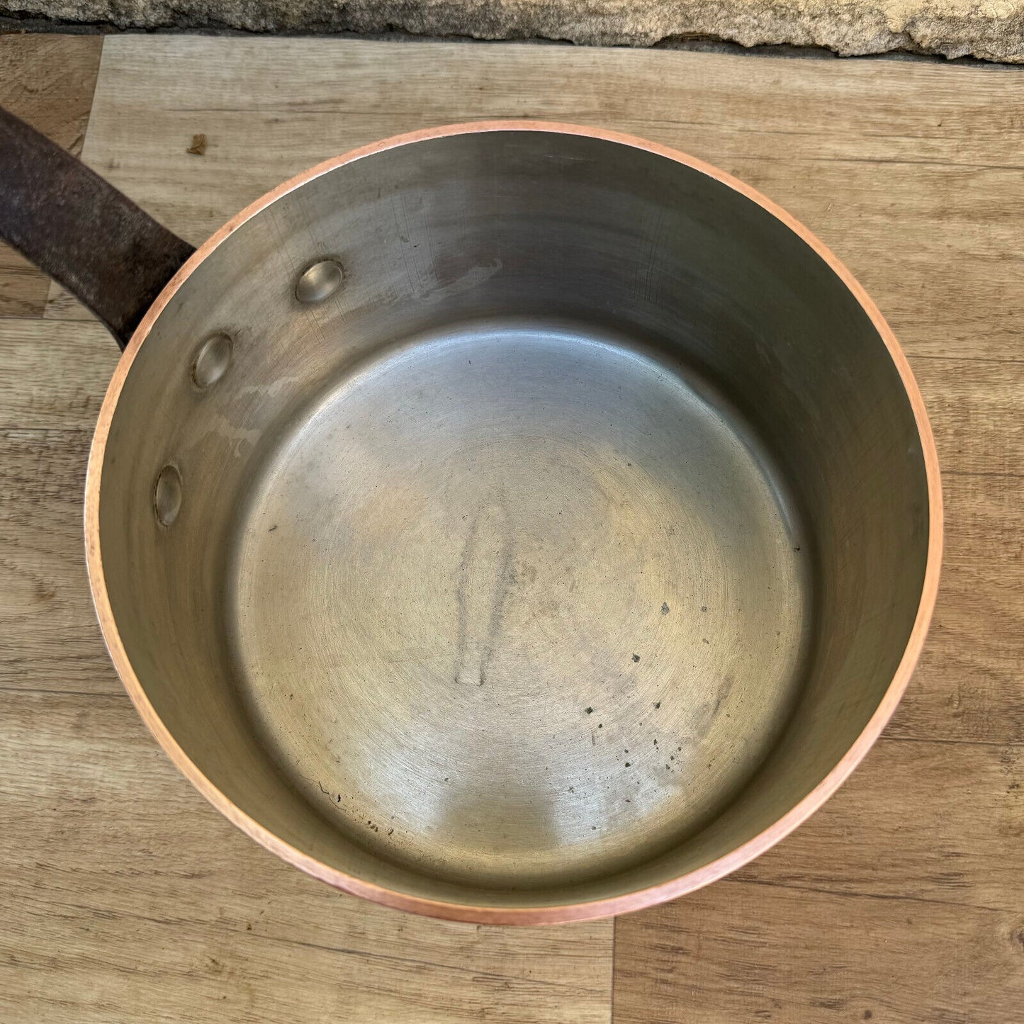 Vintage FRENCH Copper PAN TIN LINING chef 2.4kg 3mm 2107243 - Fleamarketfrance