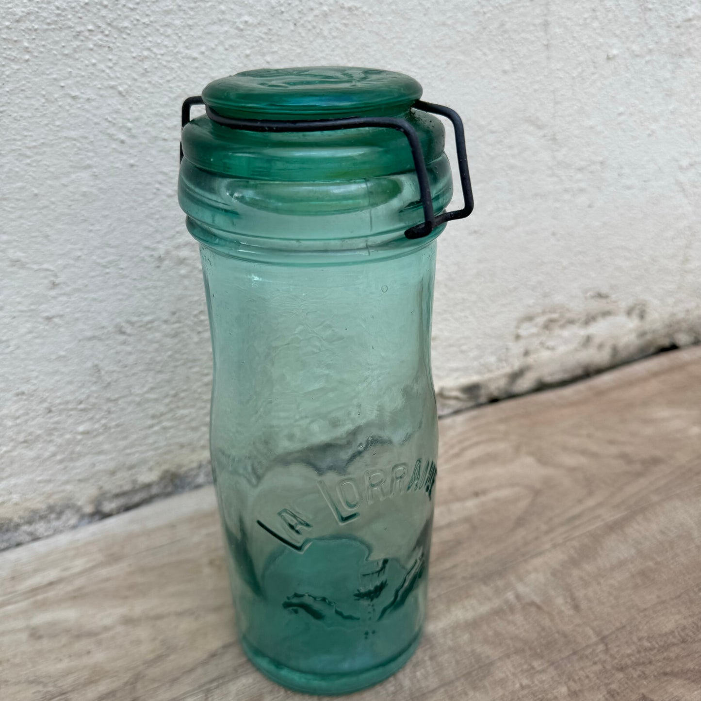 French Canning Jar La Lorraine Green Glass Wire Bail Vintage 3006244 Fleamarketfrance