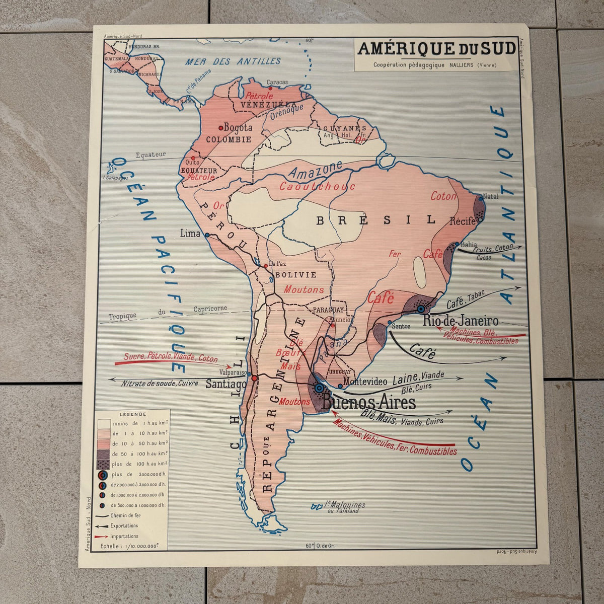 Vintage French Educational Map Poster Geography School 20082621 Fleamarketfrance