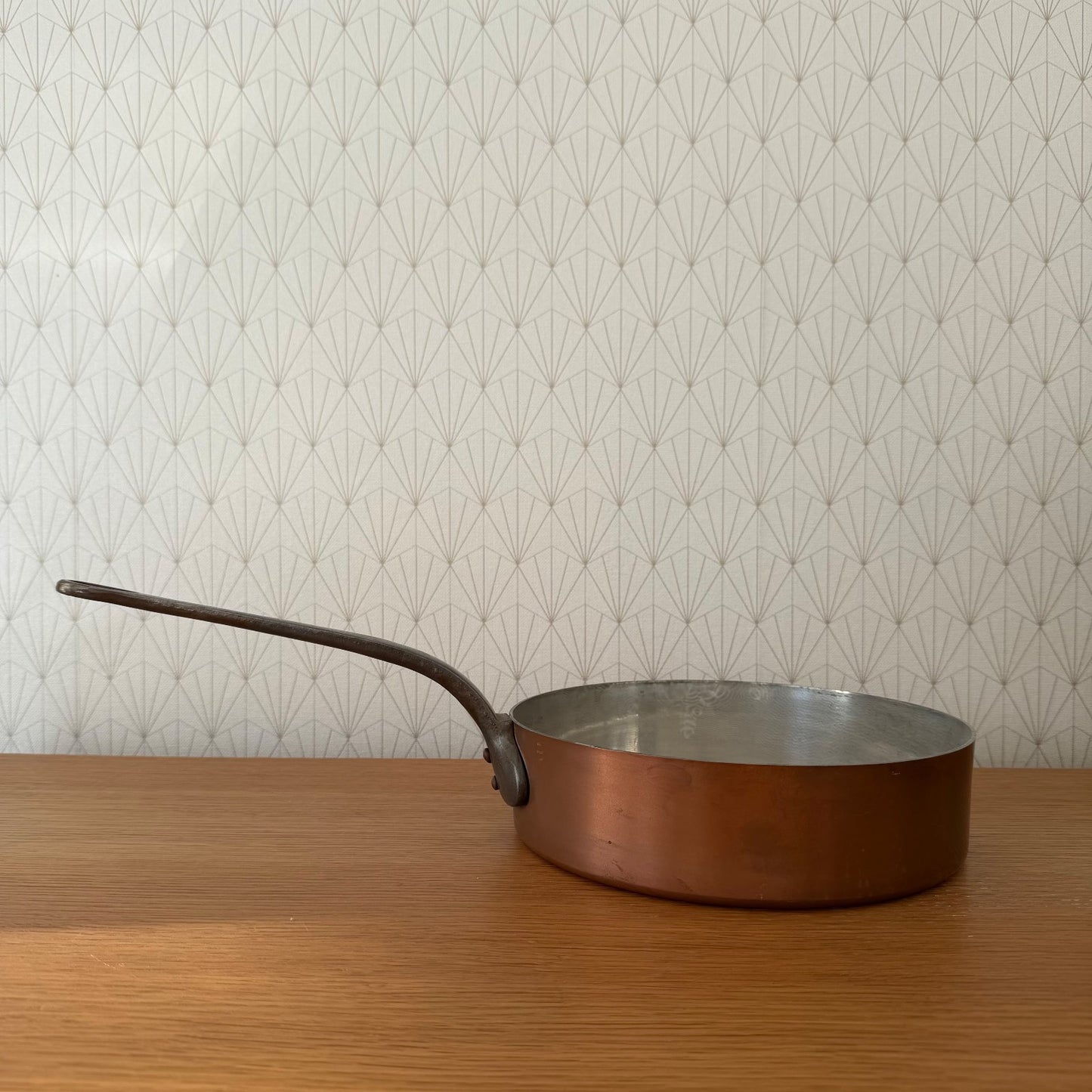 French Copper Sauteuse Pan Villedieu Tin Lined Vintage Cookware 1801264 Unbranded