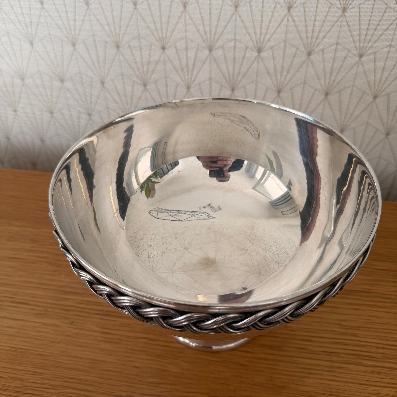 French Silverplate Compote Bowl Rope Border Pedestal Serving Dish 0202264 Fleamarketfrance
