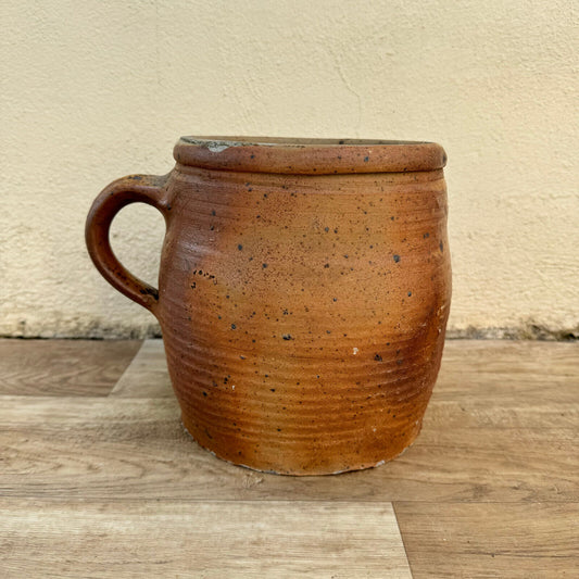 FRENCH VINTAGE confit jug mug cup brown pitcher stoneware 1607246 - Fleamarketfrance