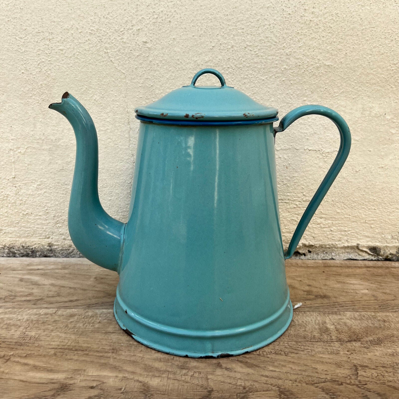 Vintage French Enamelware enameled blue Enamel Coffee Pot 26052212 - Fleamarketfrance