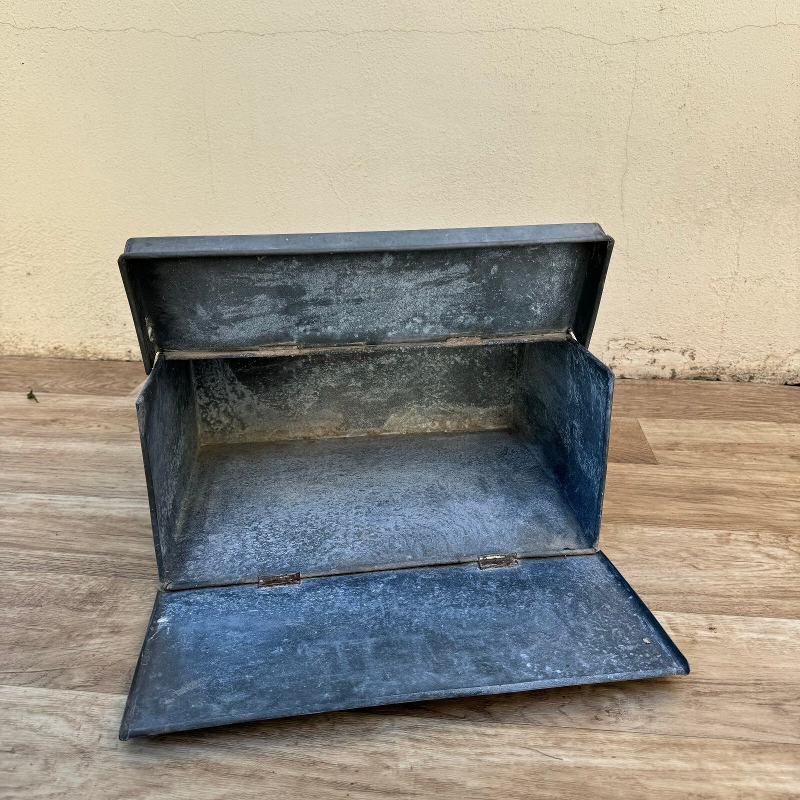 French Vintage Galvanized Metal Toolbox Industrial Storage 1950s 1206246 Fleamarketfrance