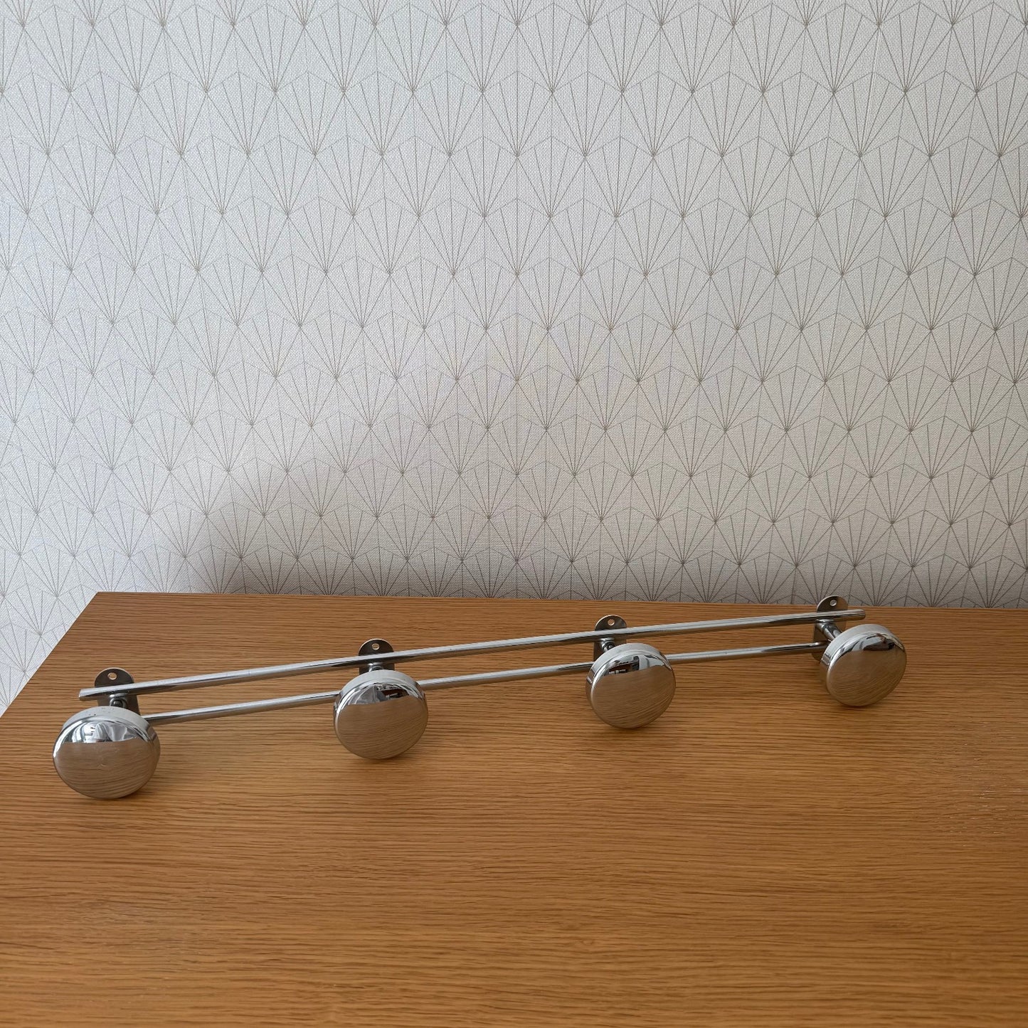 Vintage French Metal 4 Hook Coat Rack/Wall-Mounted Entryway Storage 1310252