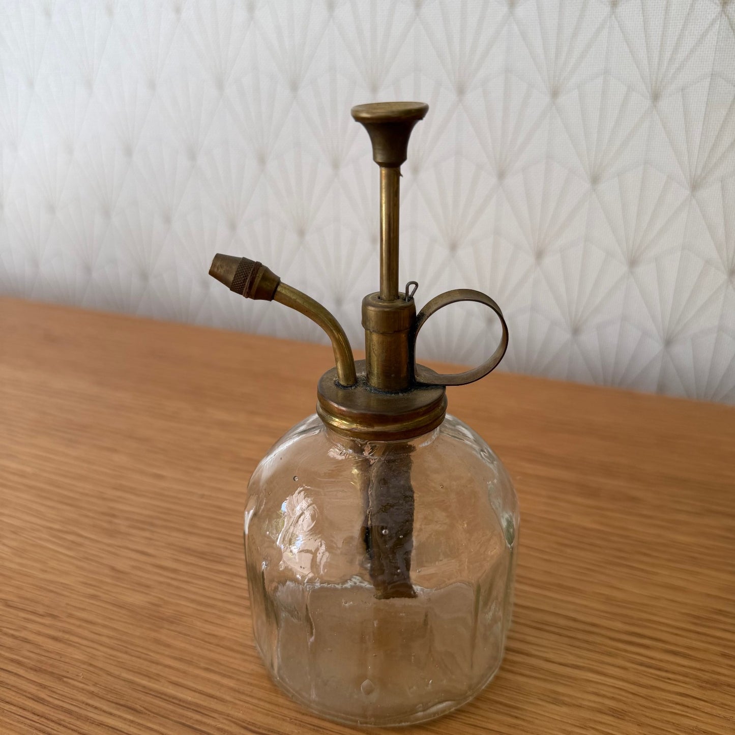 French Vaporiser Glass Ribbed Brass Top Vintage Plants 1907254